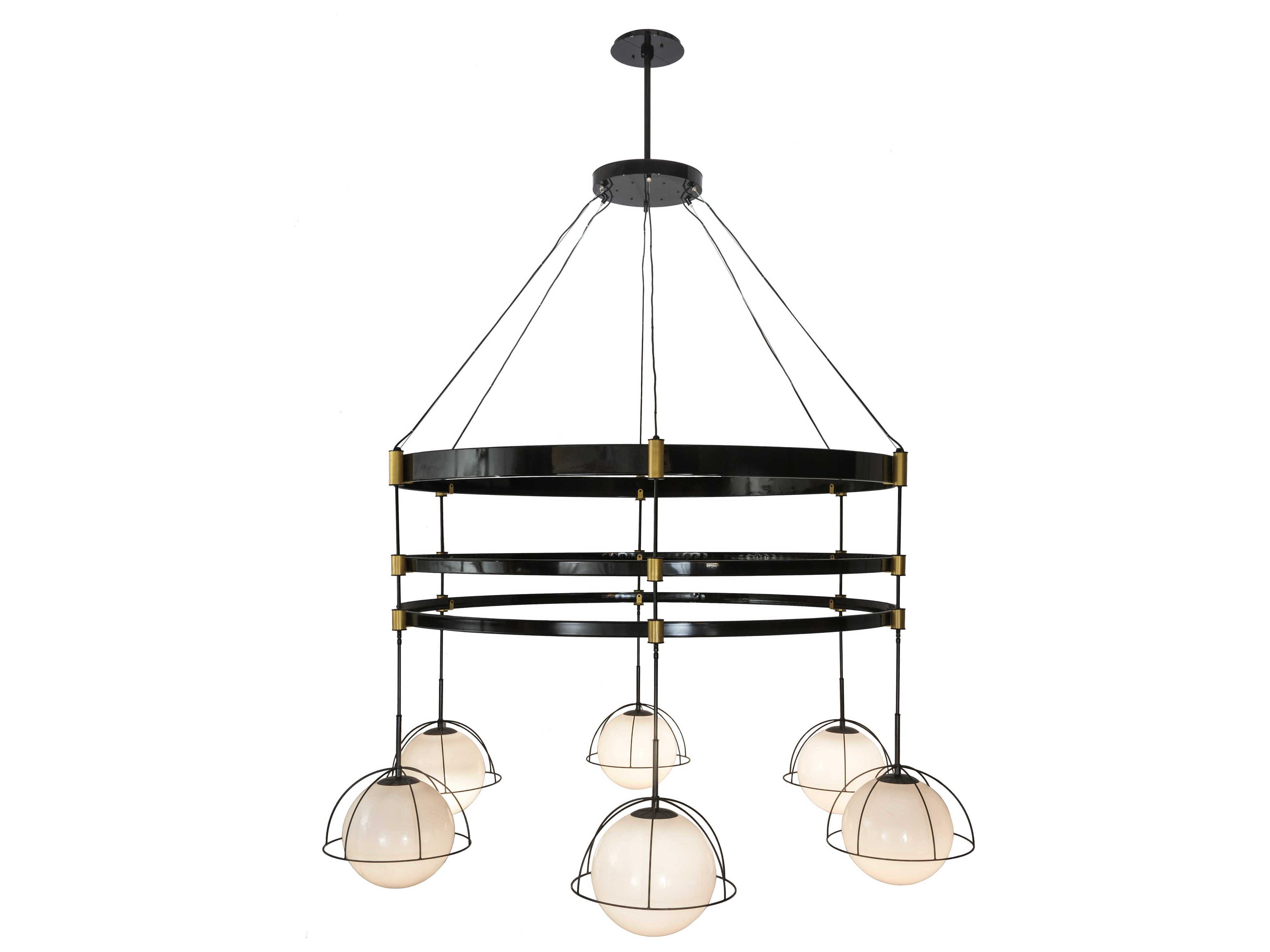 6-Light Black Glass Globe Pendant