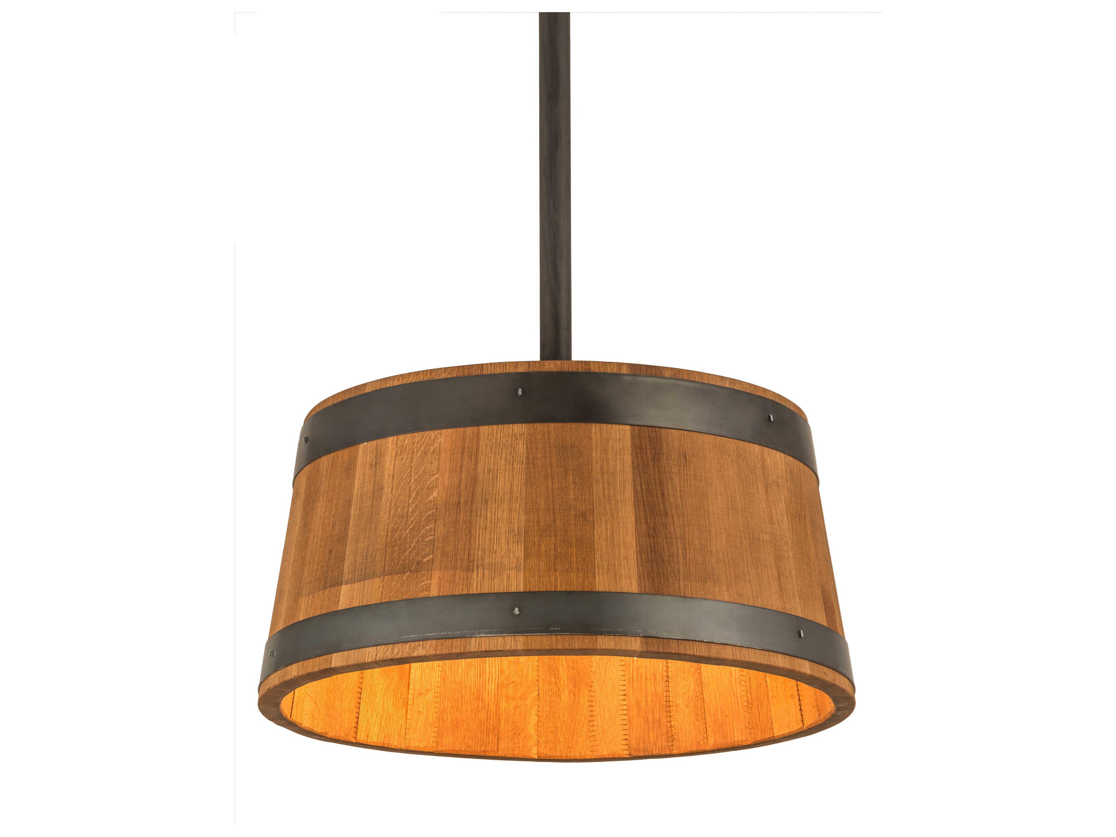 Meyda 3-Light Black Glass Drum Pendant