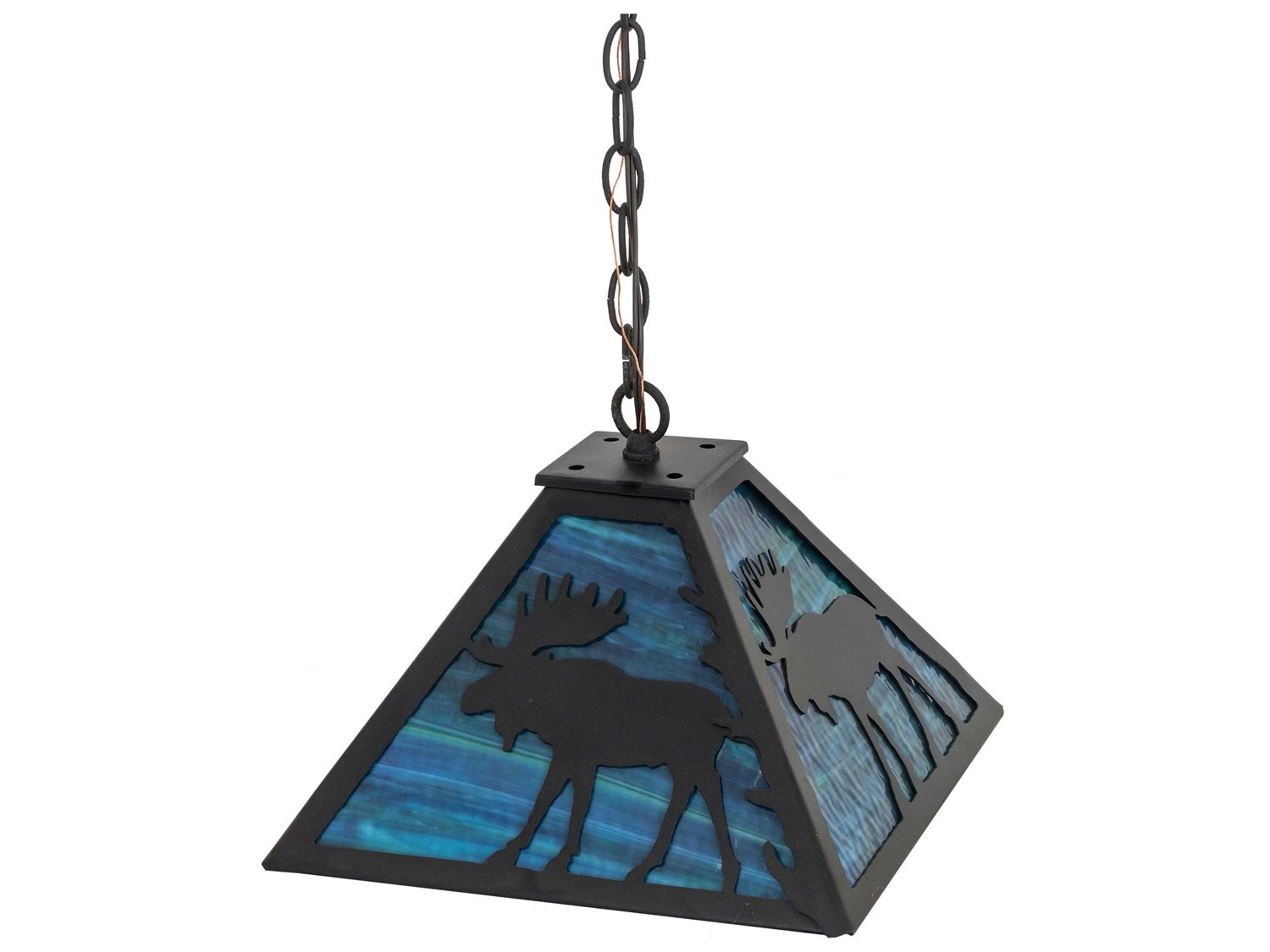 Lone Moose 2-Light Black Glass Pendant