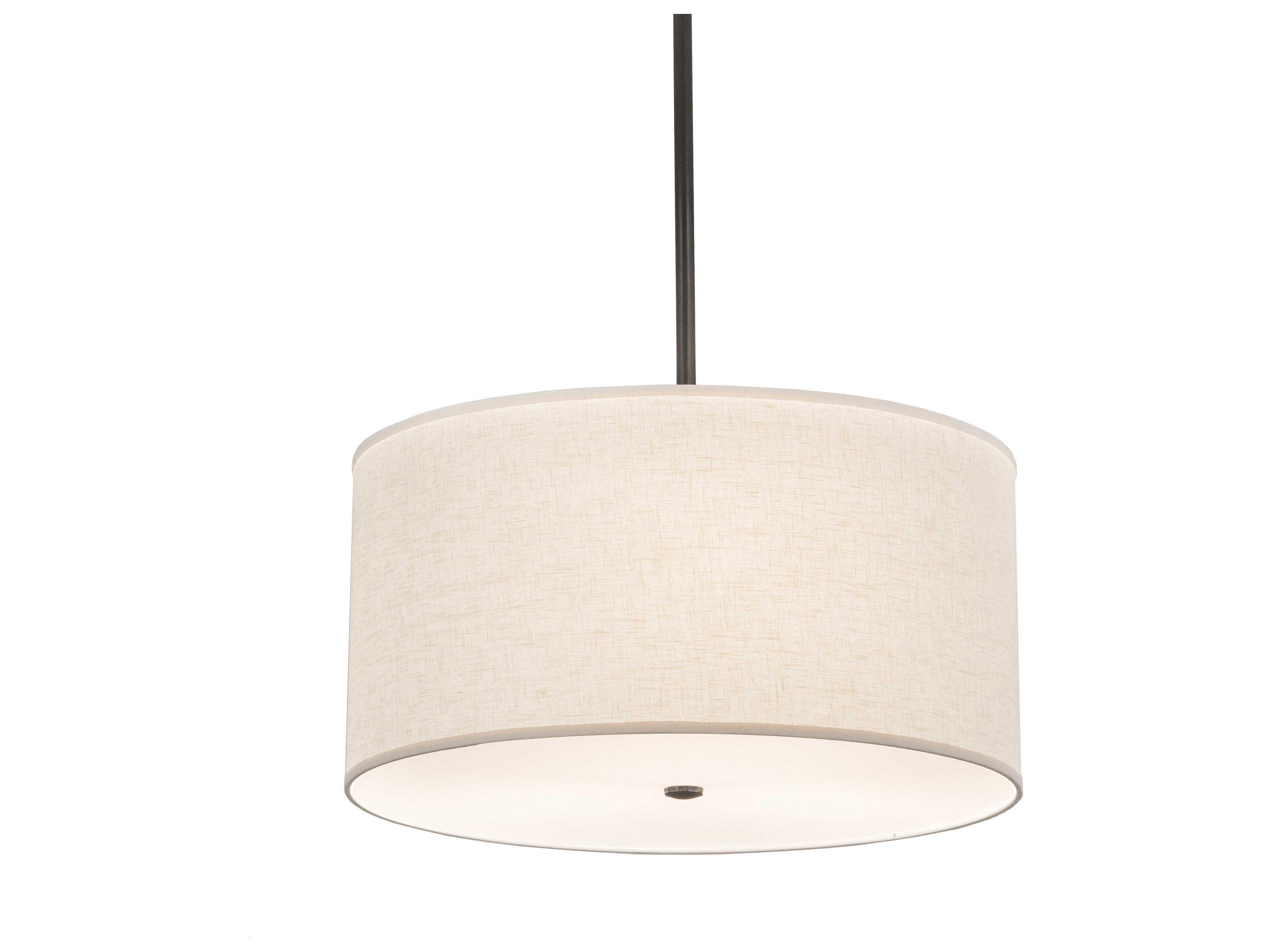 3-Light Gray Glass Drum Pendant