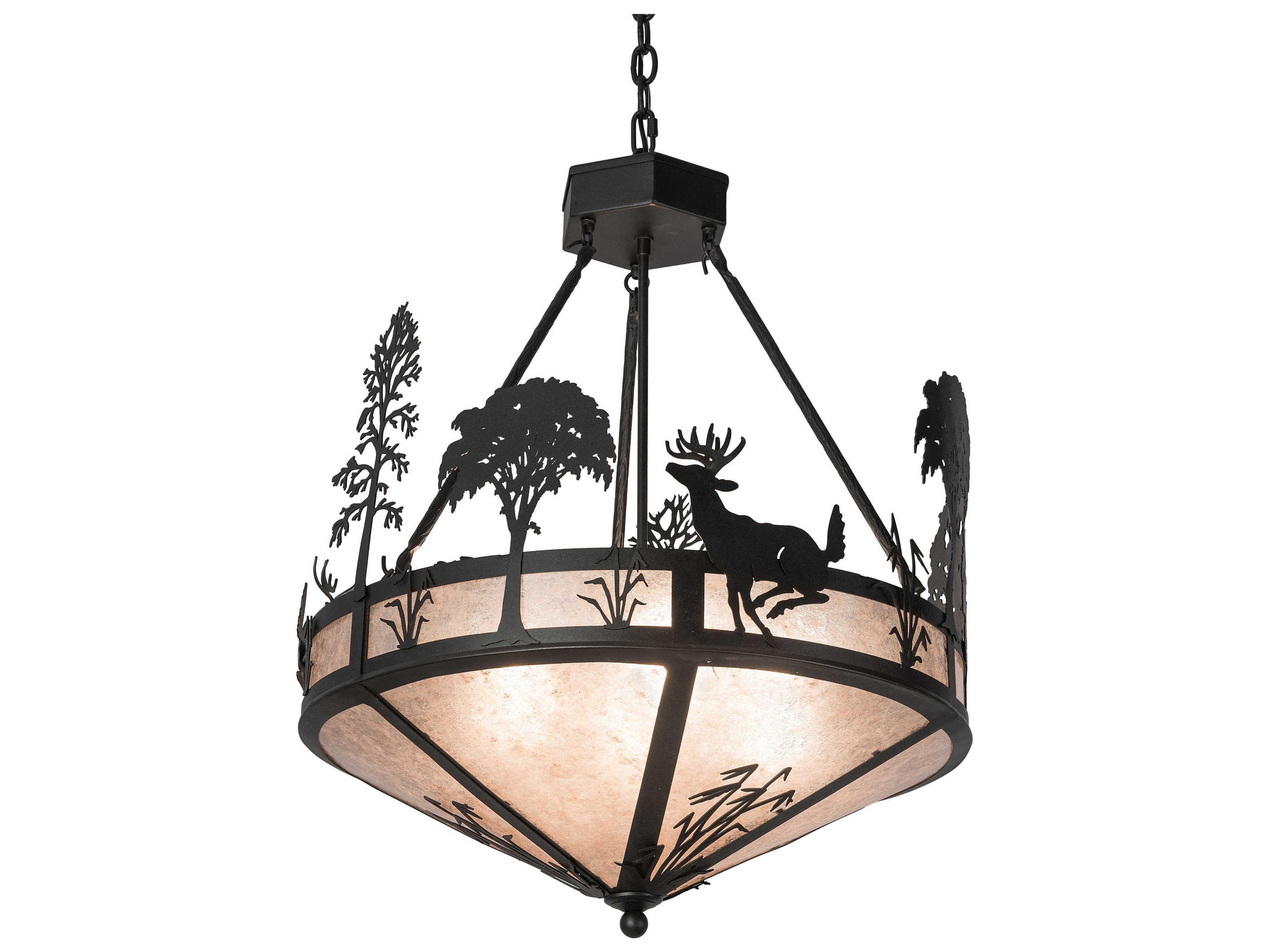 4-Light Black Glass Pendant