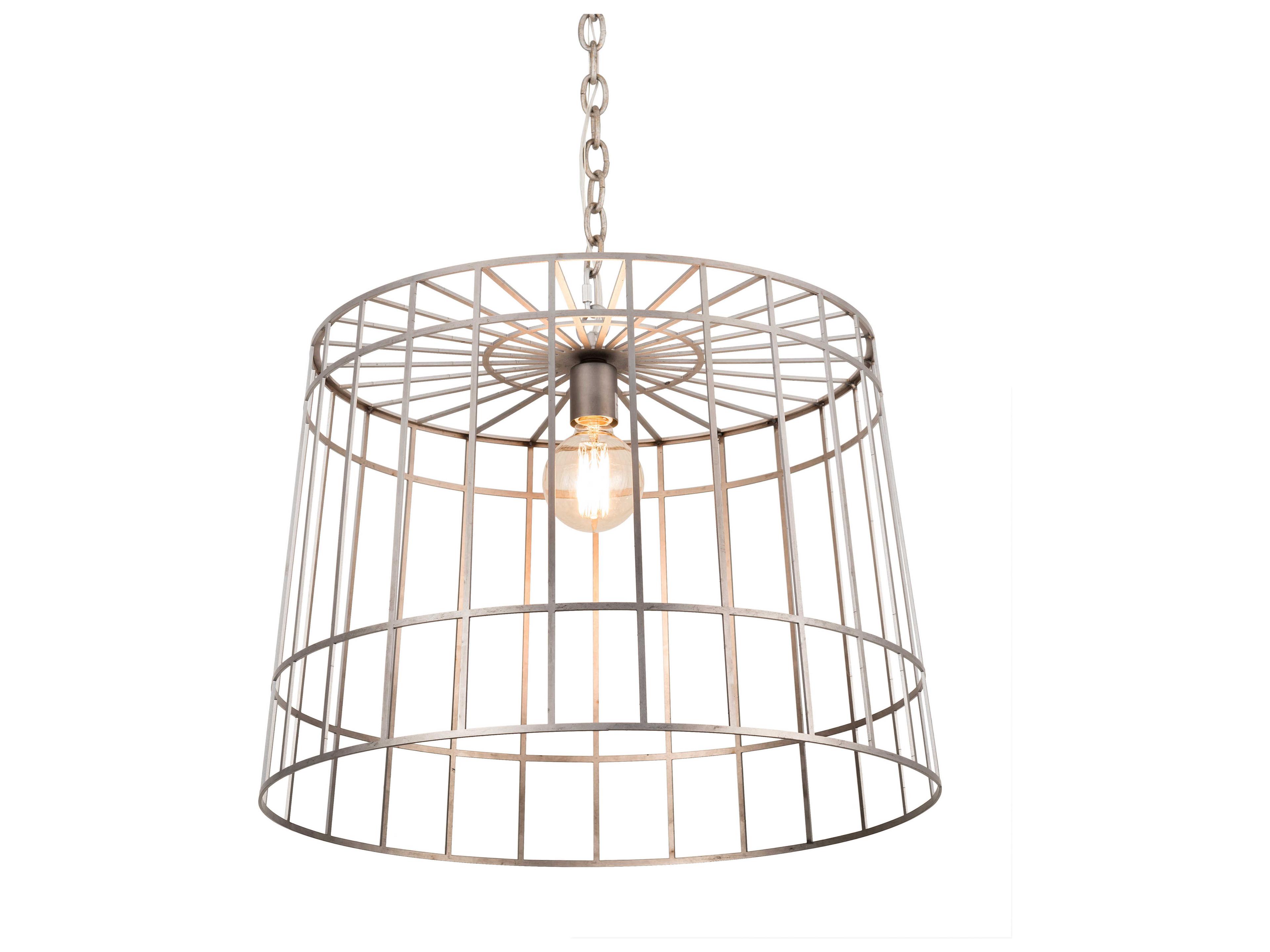 1-Light Silver Glass Drum Pendant