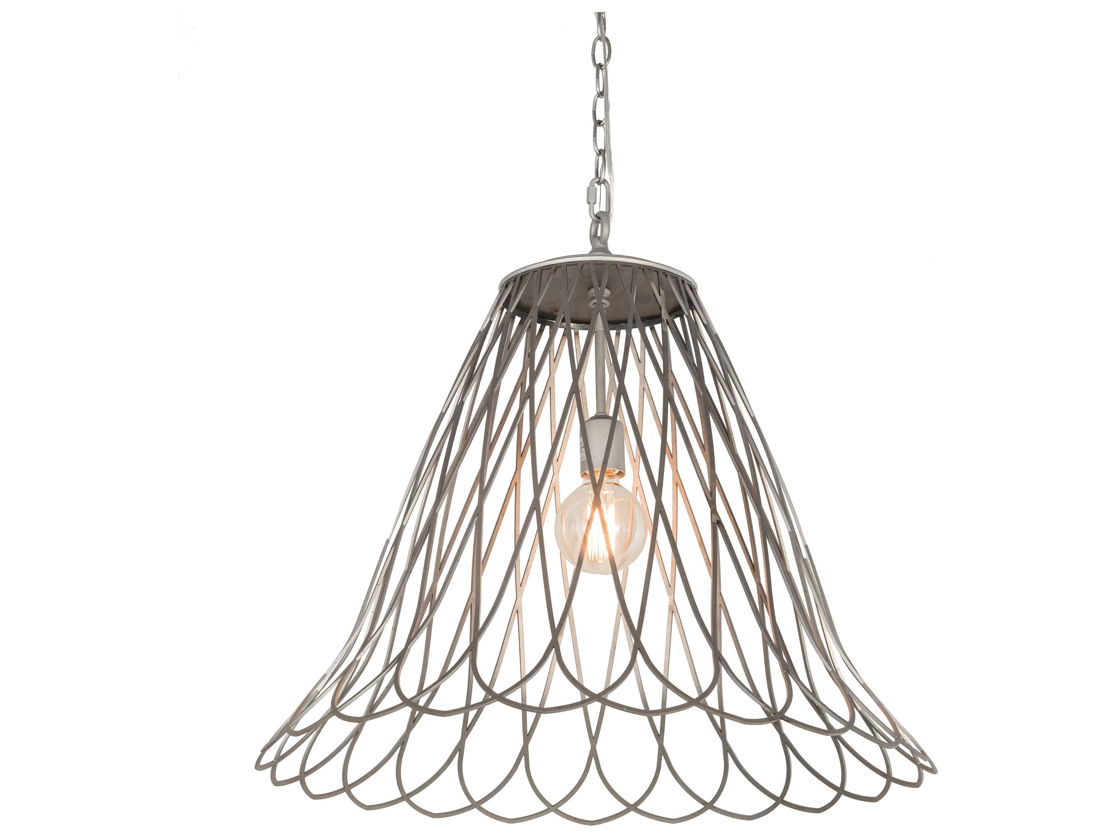 1-Light Silver Glass Bell Pendant