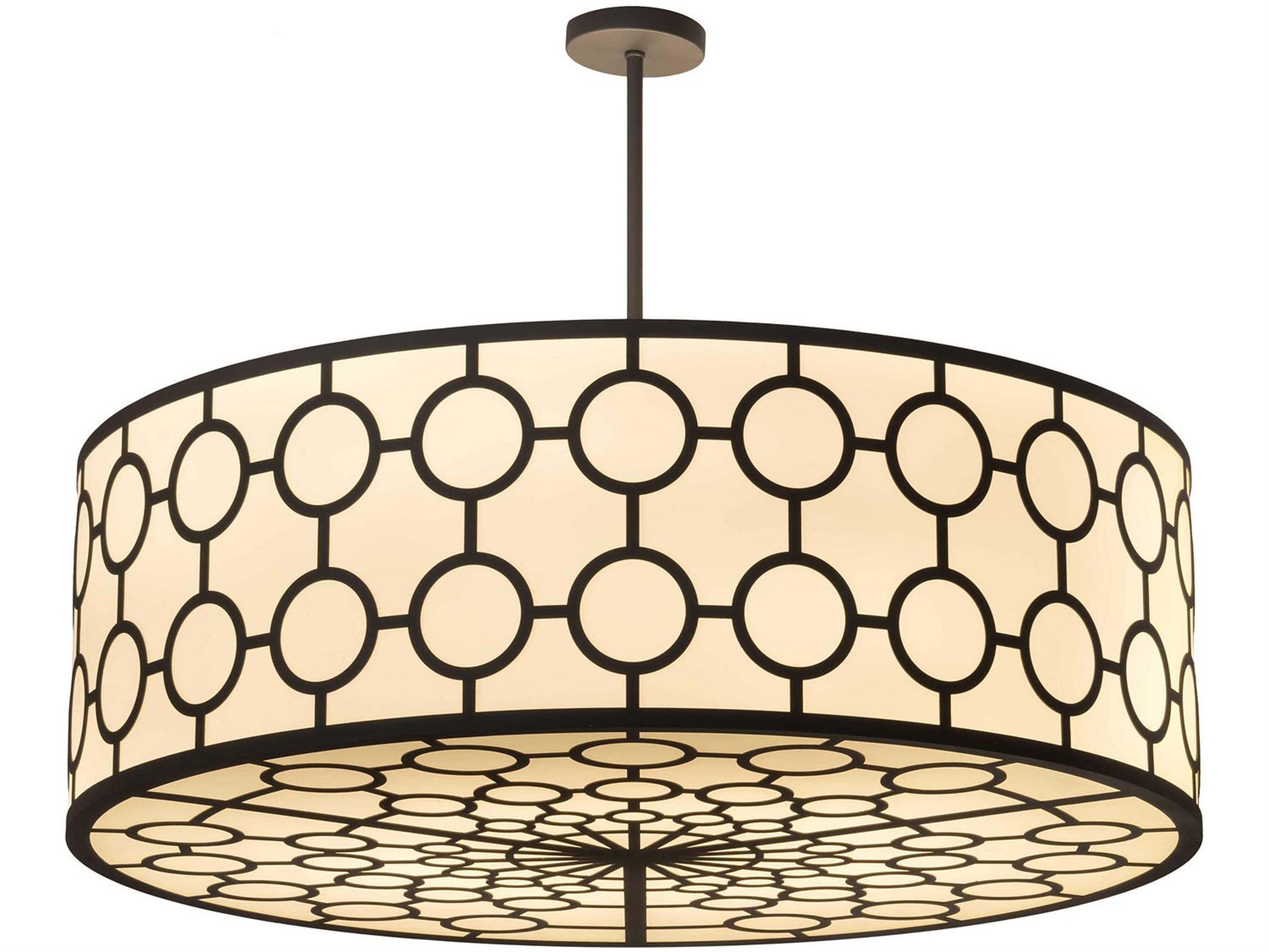 8-Light Black Glass LED Drum Pendant