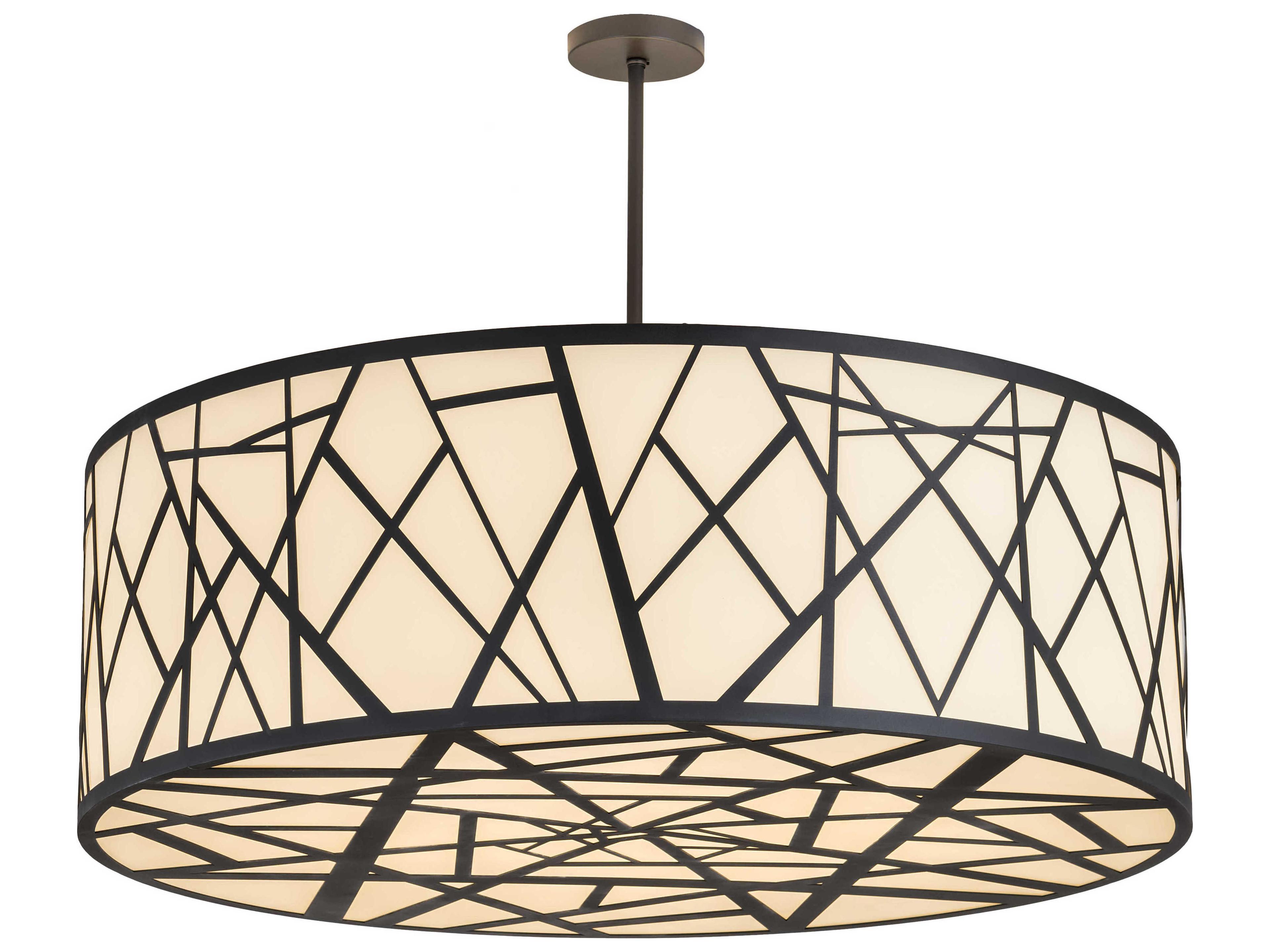 8-Light Black Glass Drum Pendant