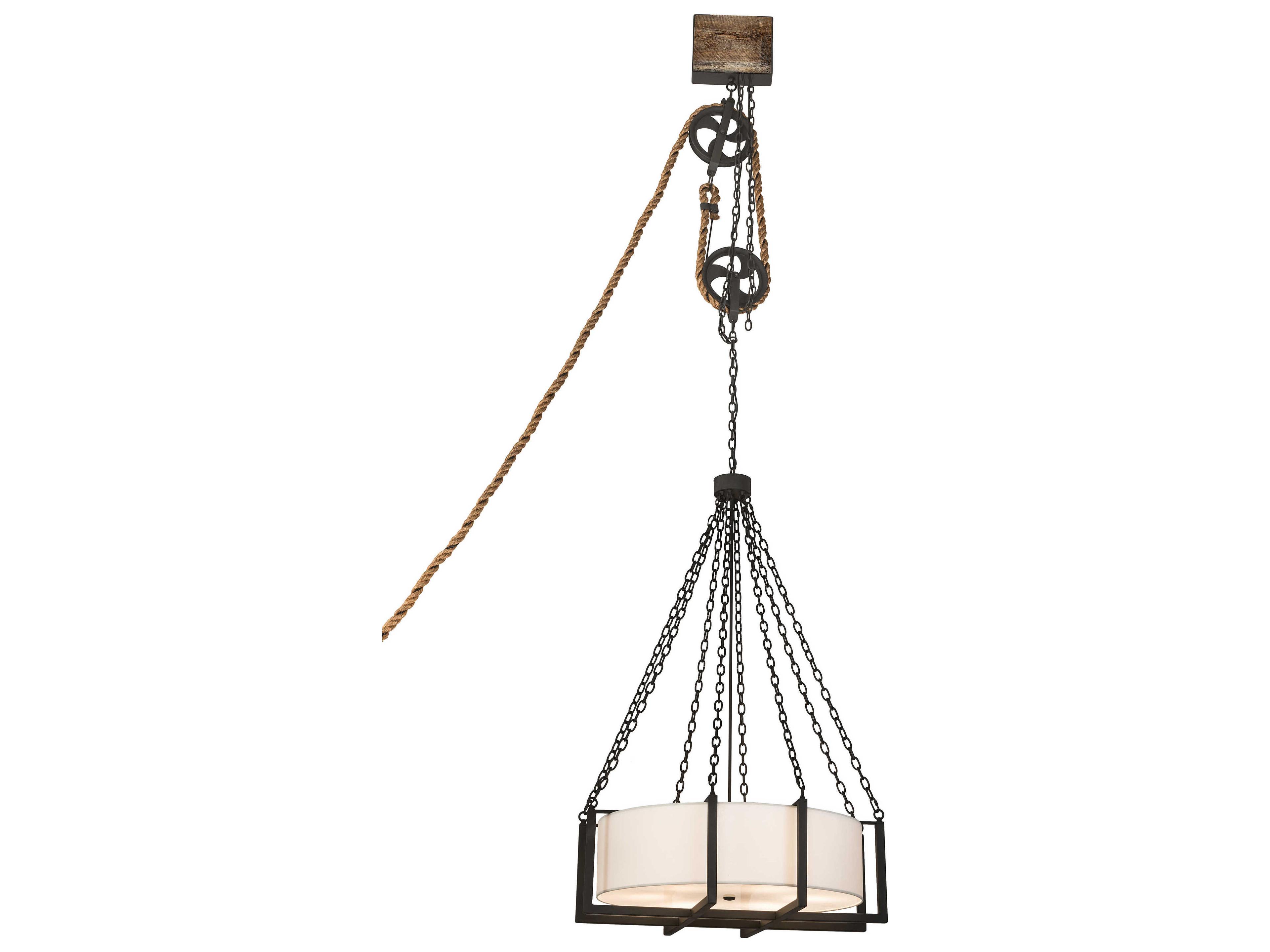 6-Light Black Glass Drum Pendant