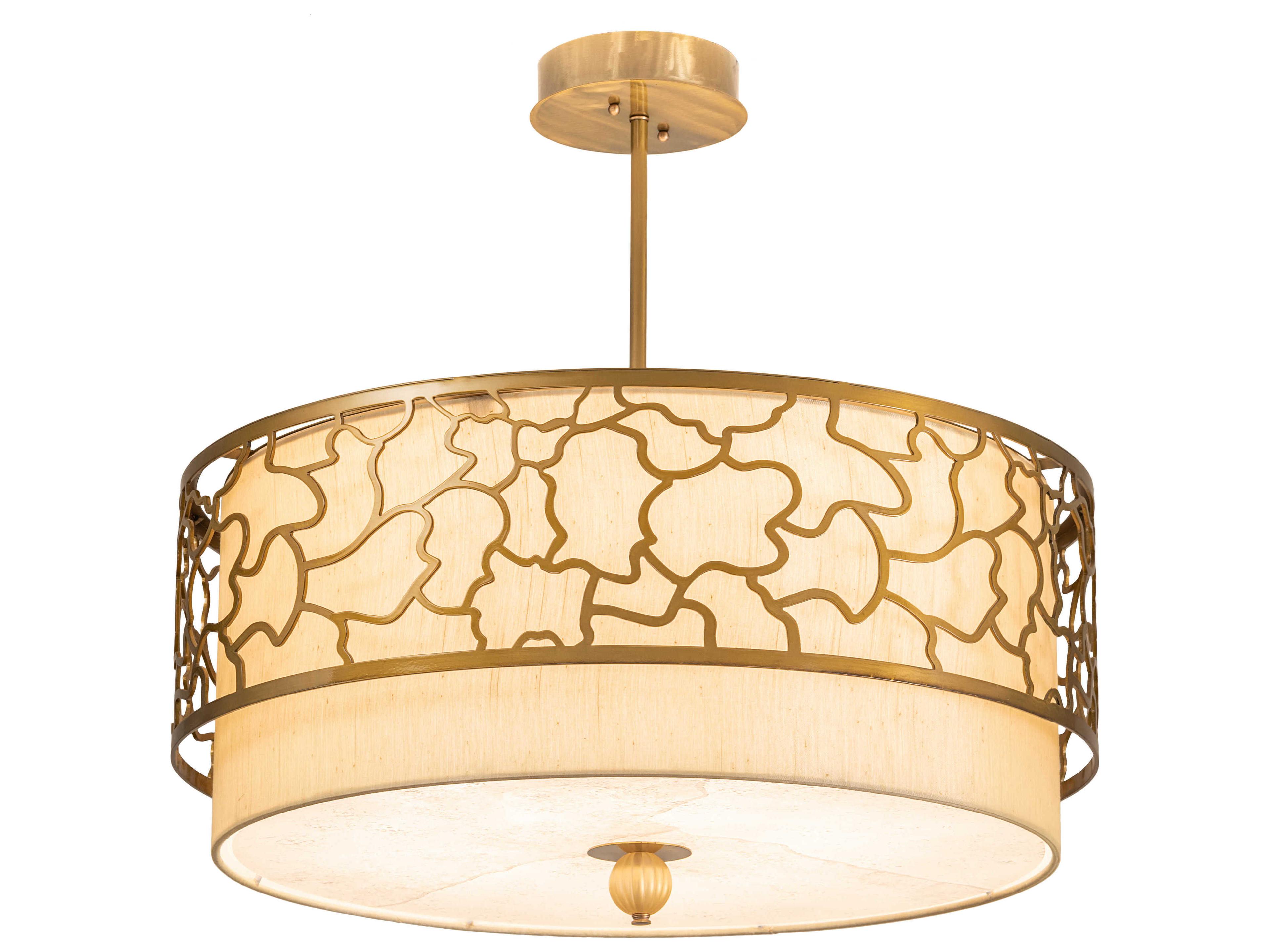 Meyda 4-Light Brass Drum Pendant