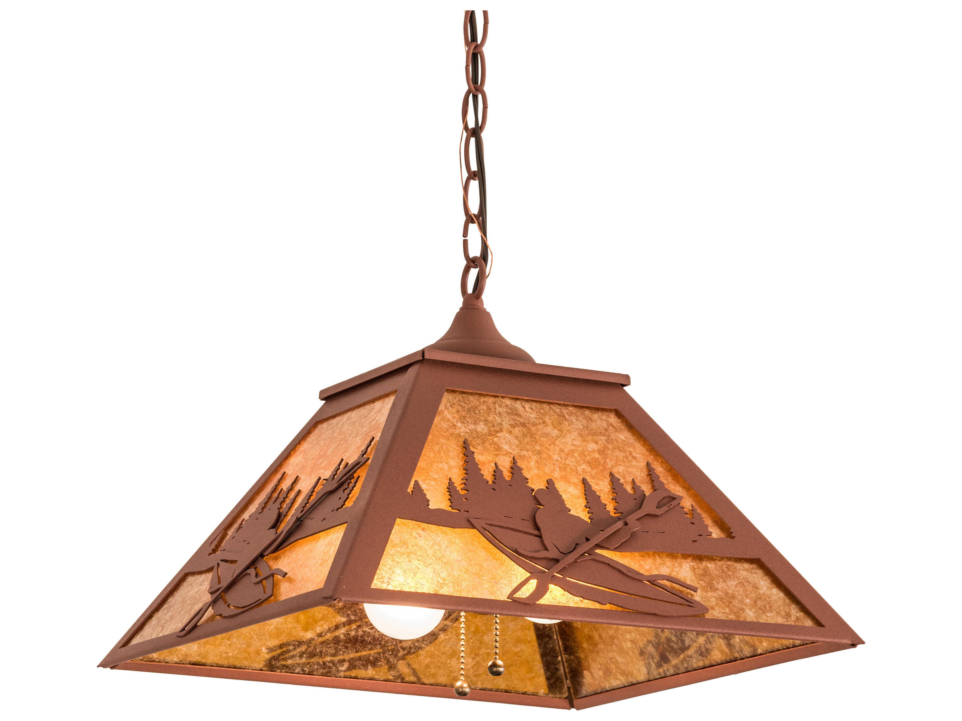 2-Light Brown Glass Pendant