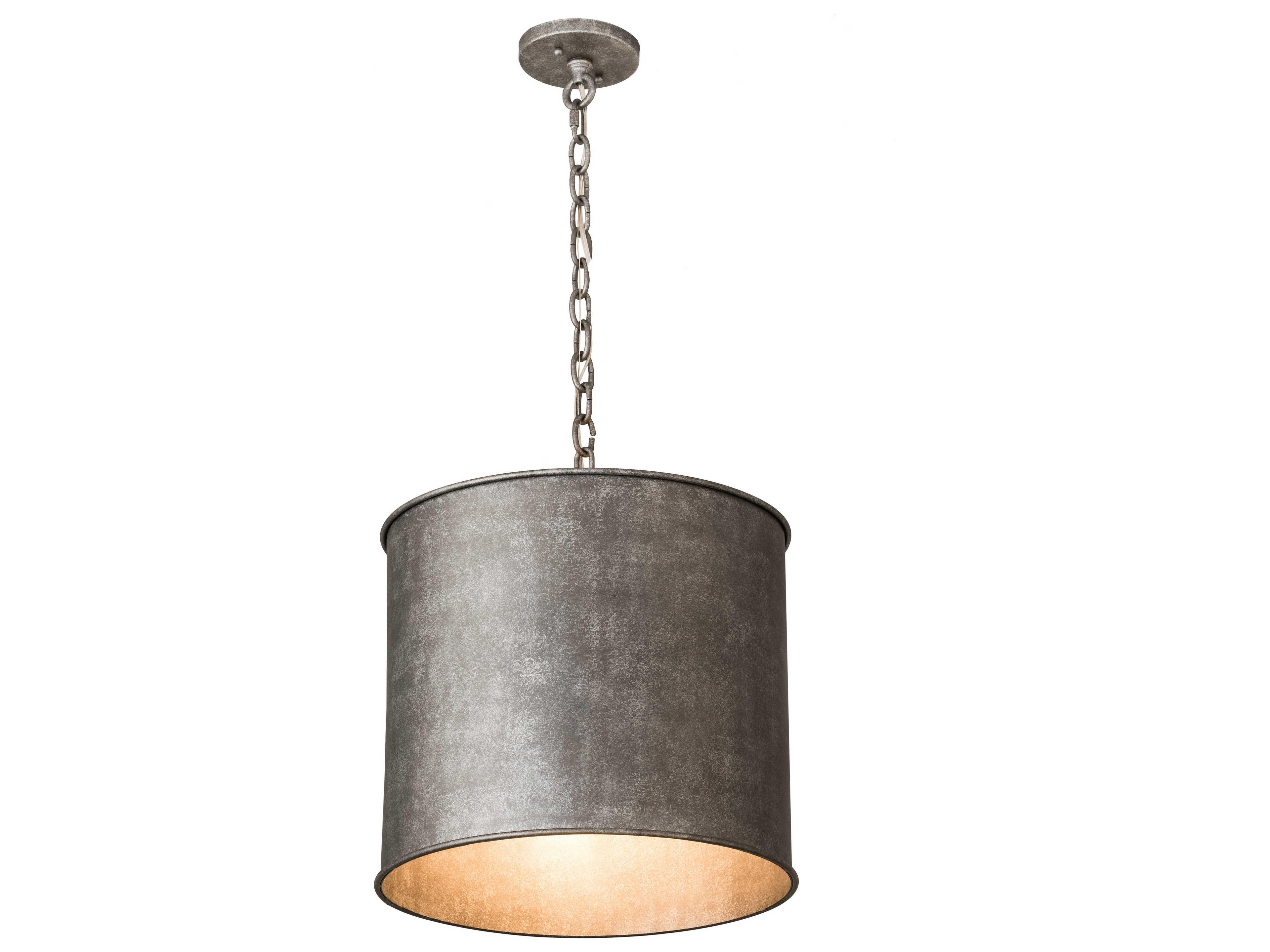 1-Light Gray Glass Drum Pendant