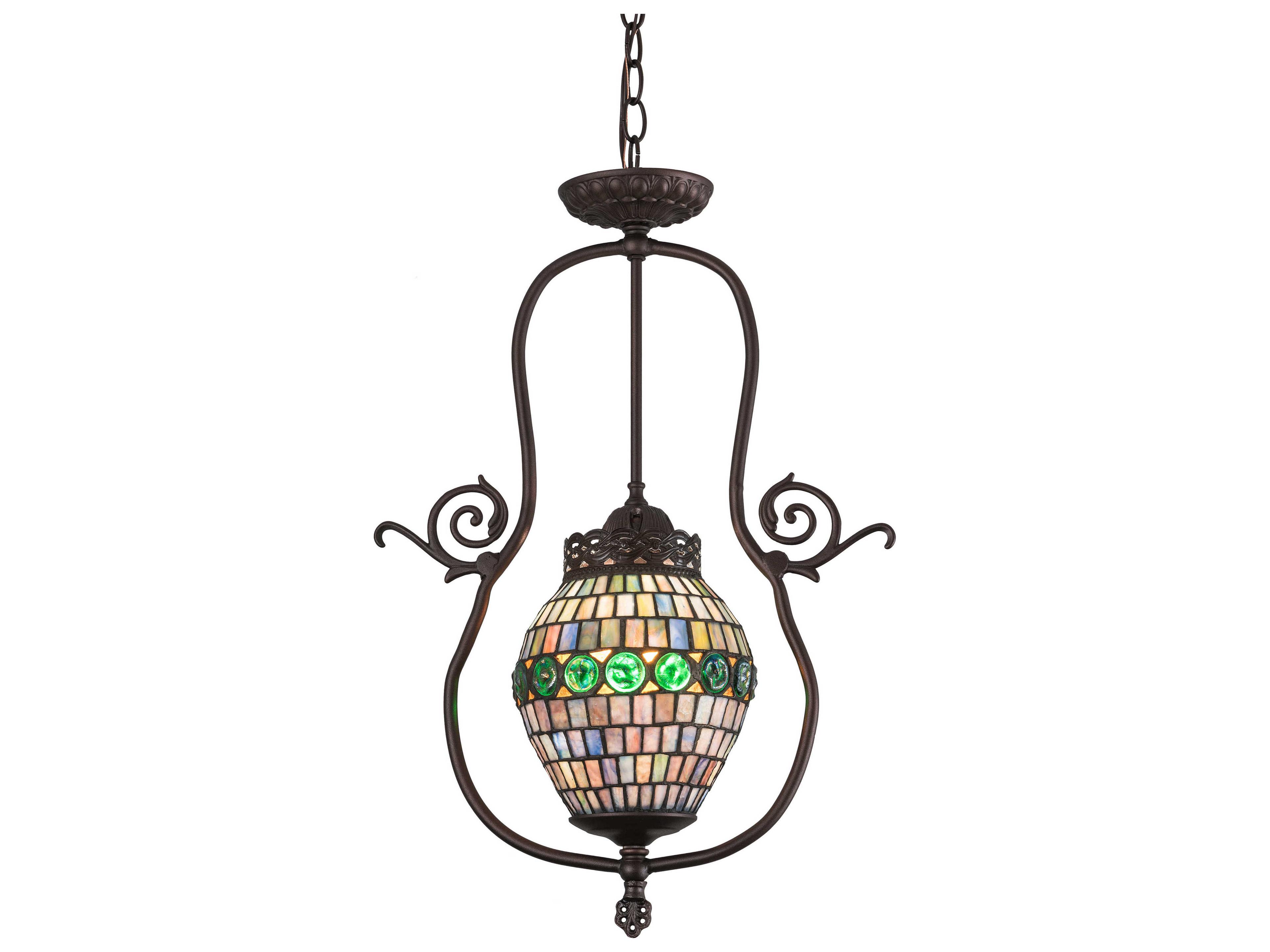 Meyda 1-Light Brown Glass Tiffany Pendant