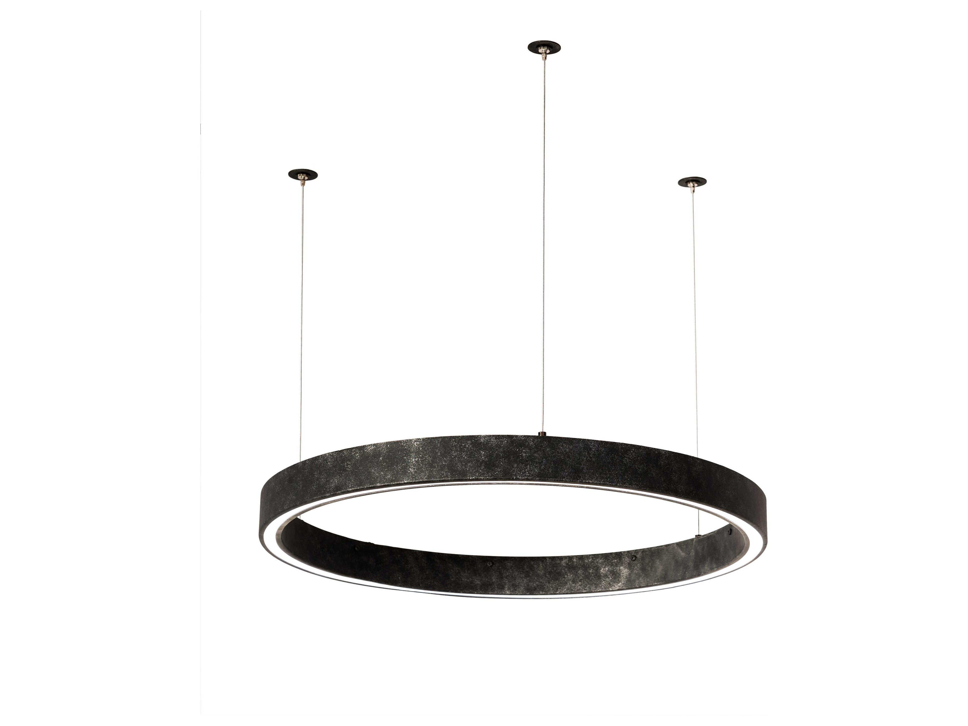 Anillo Led Black Glass Round Pendant