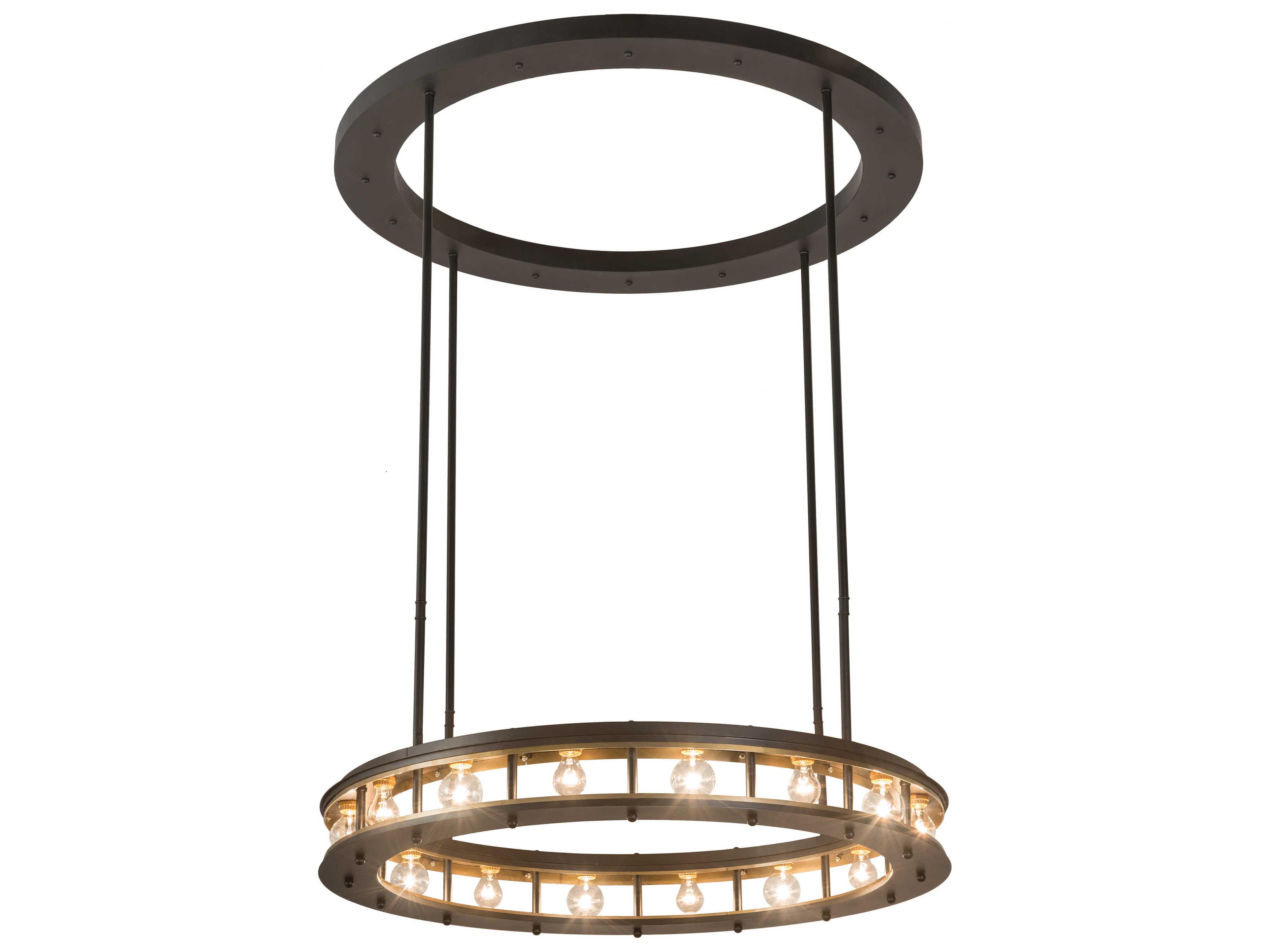 16-Light Black Glass Round Pendant