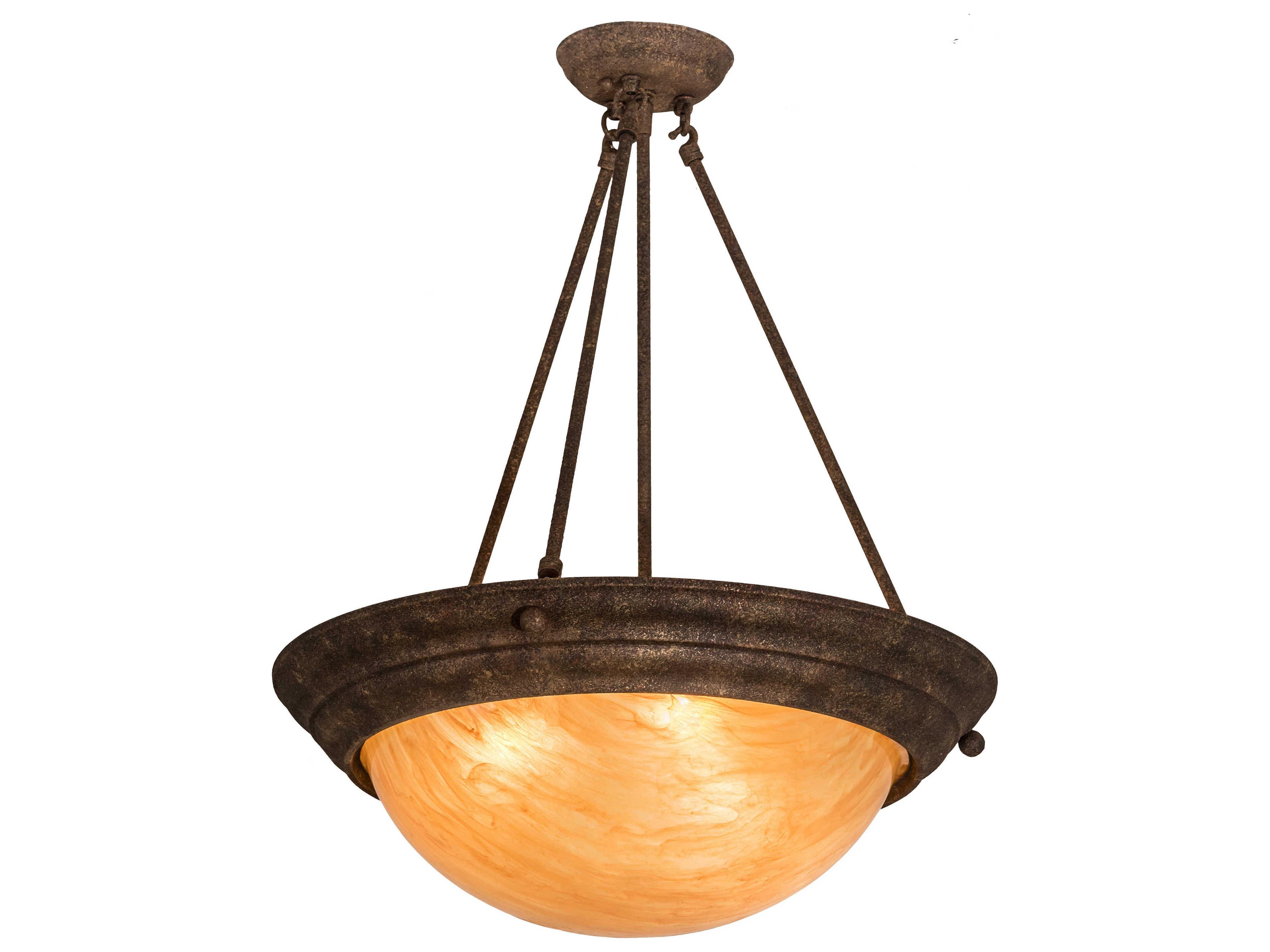 3-Light Brown Glass Bowl Pendant