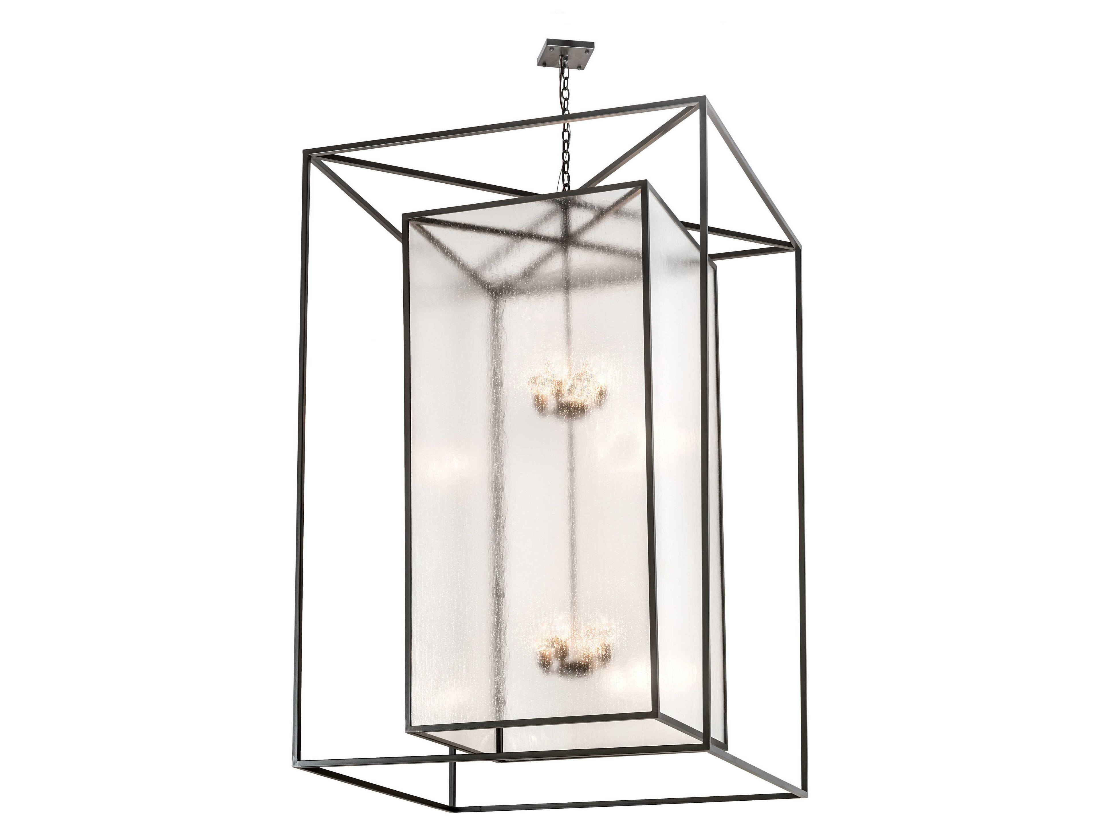 Kitzi Box 8-Light Bronze Glass Geometric Tiered Pendant