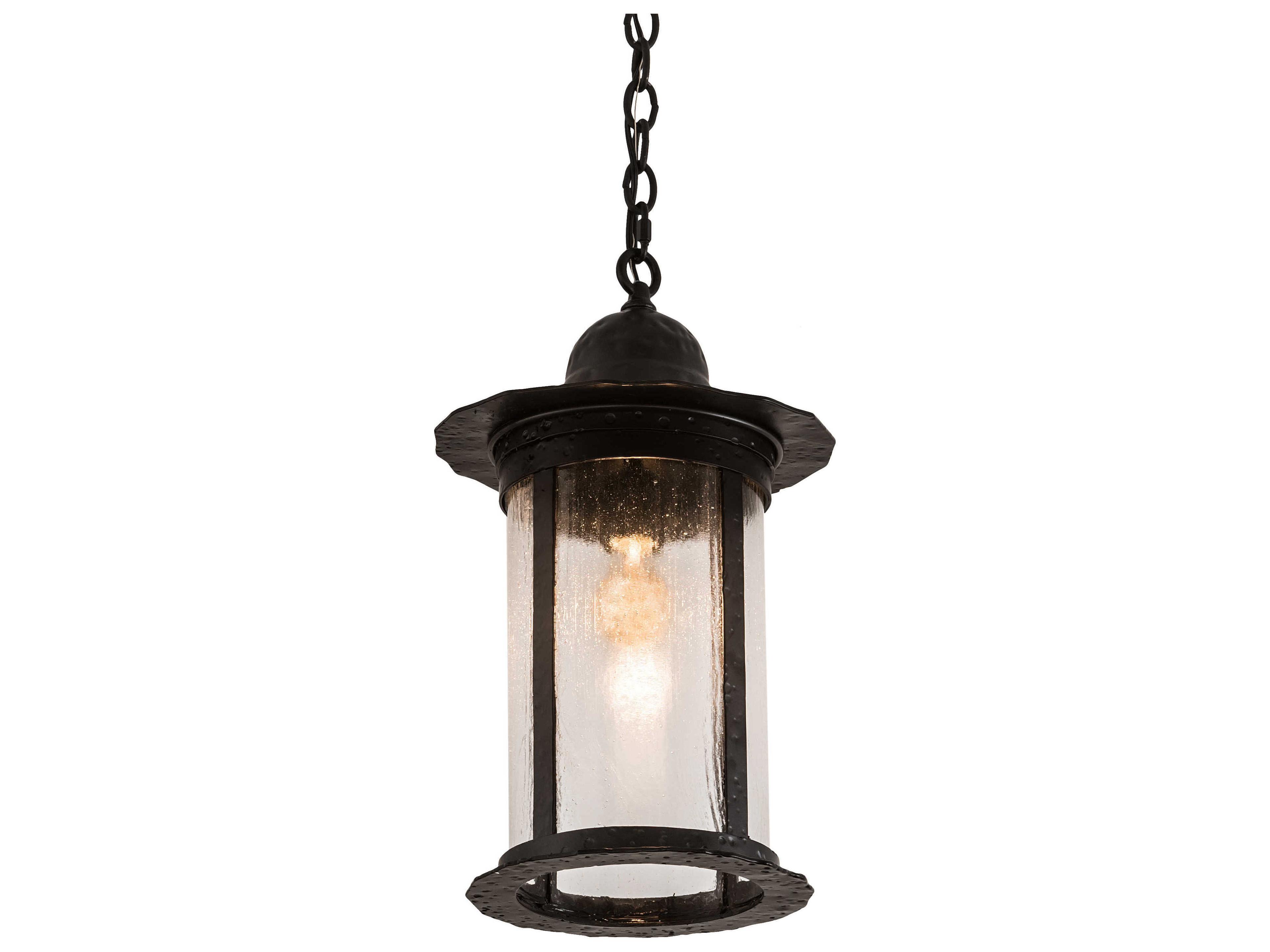 1-Light Black Glass Cylinder Pendant