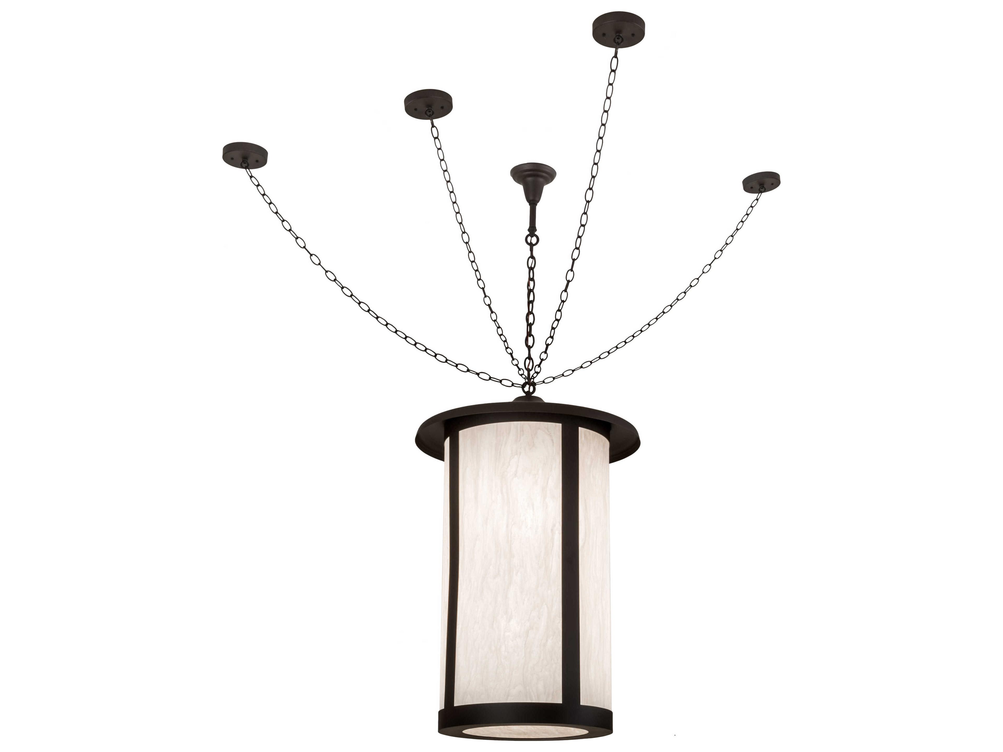 4-Light Bronze Glass Cylinder Pendant