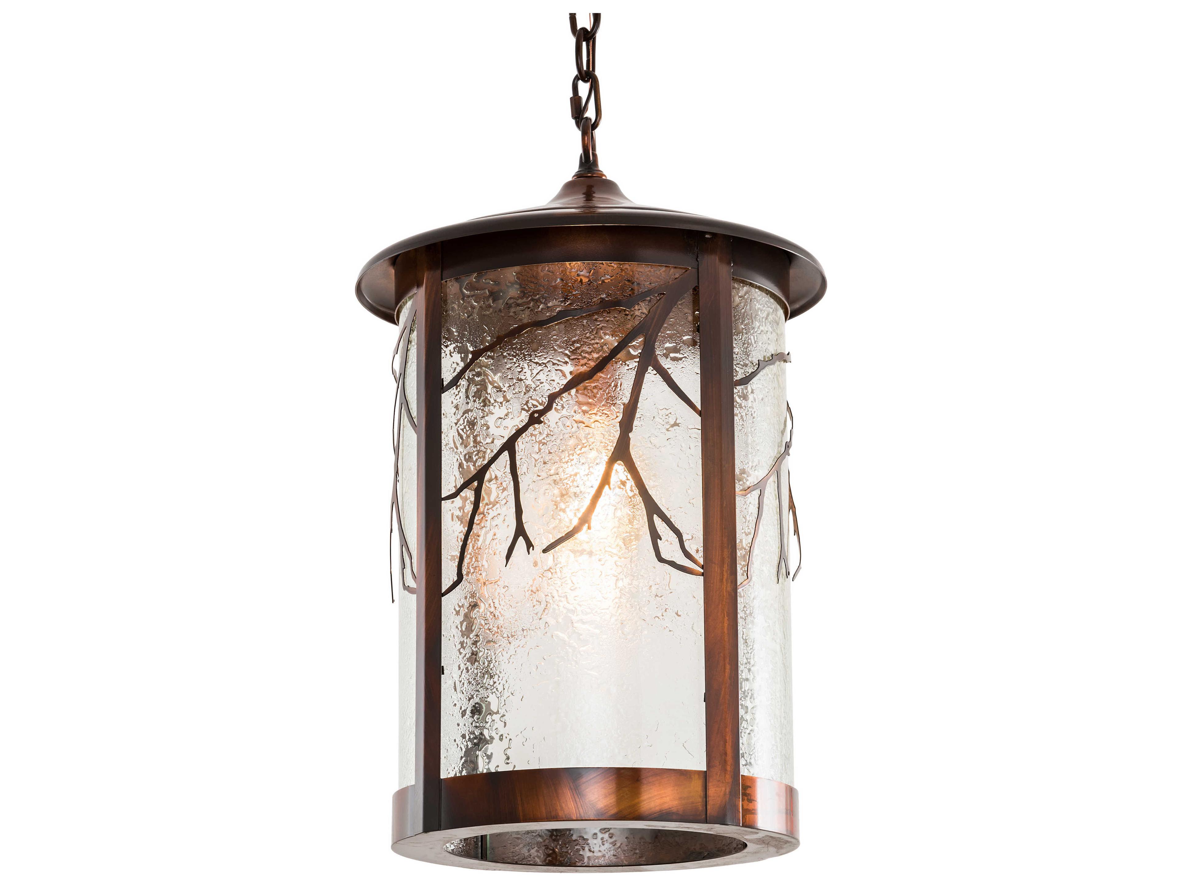 1-Light Copper Glass Cylinder Pendant