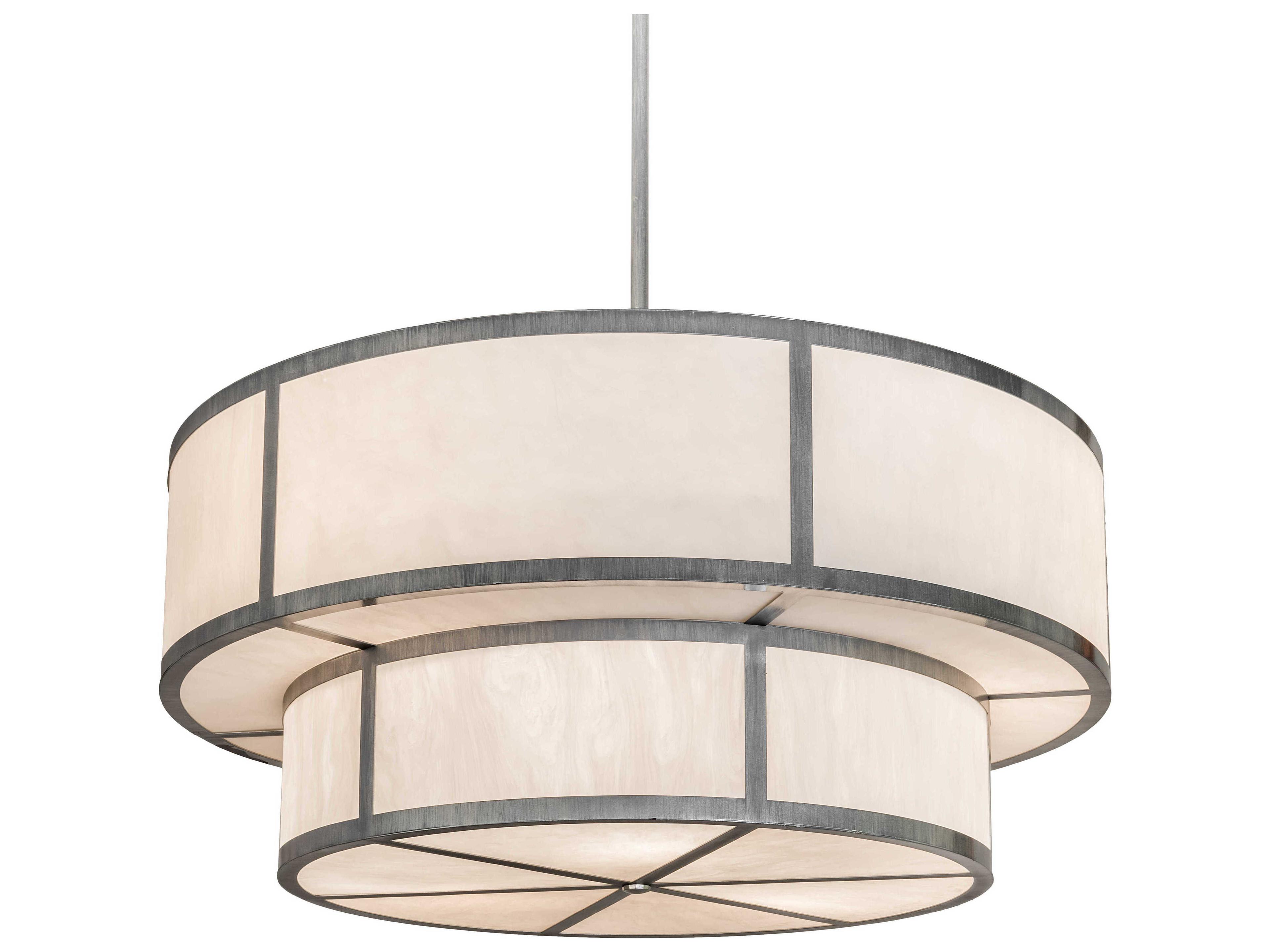 6-Light Silver Glass Drum Tiered Pendant