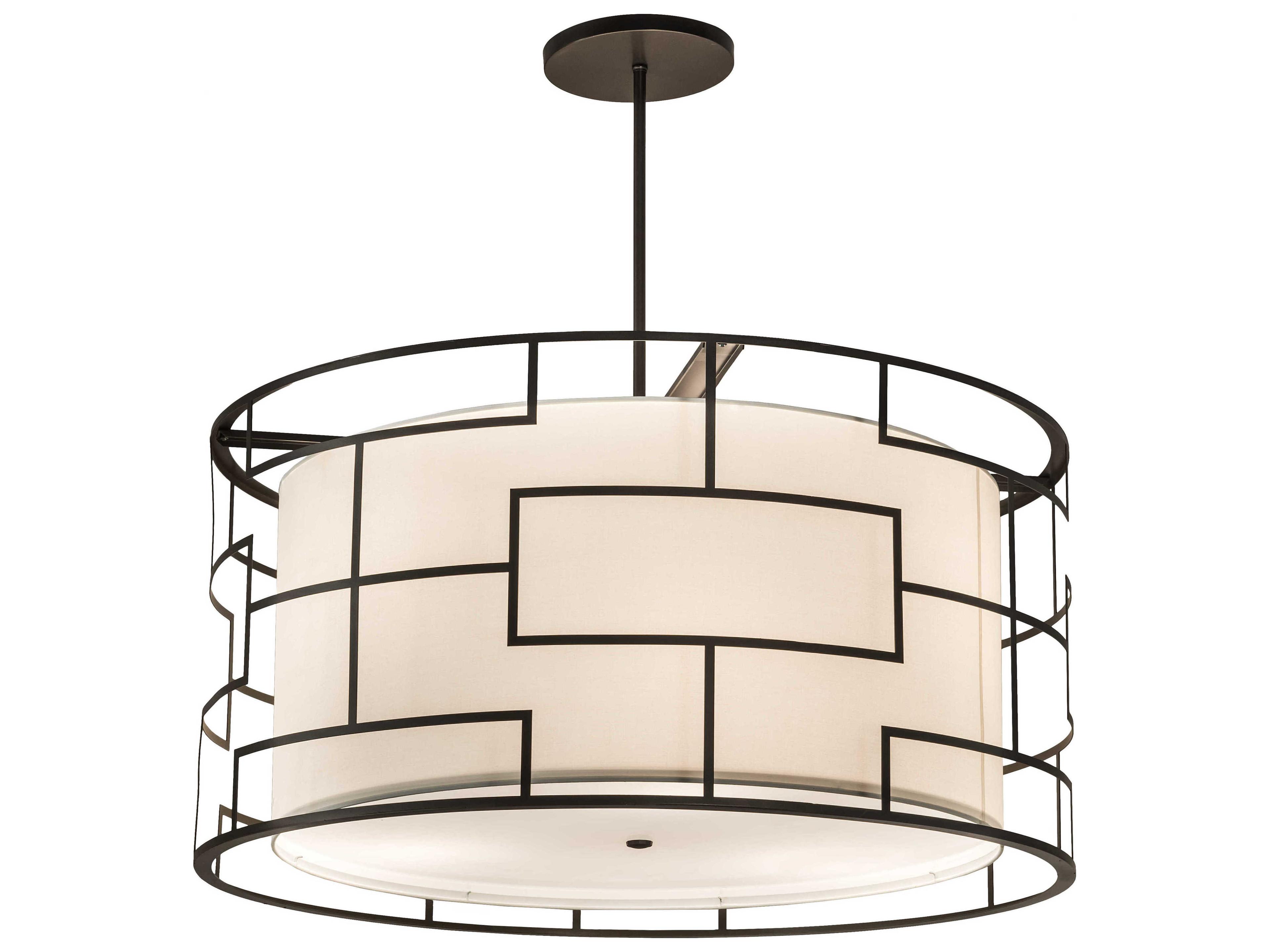 6-Light Bronze Drum Pendant