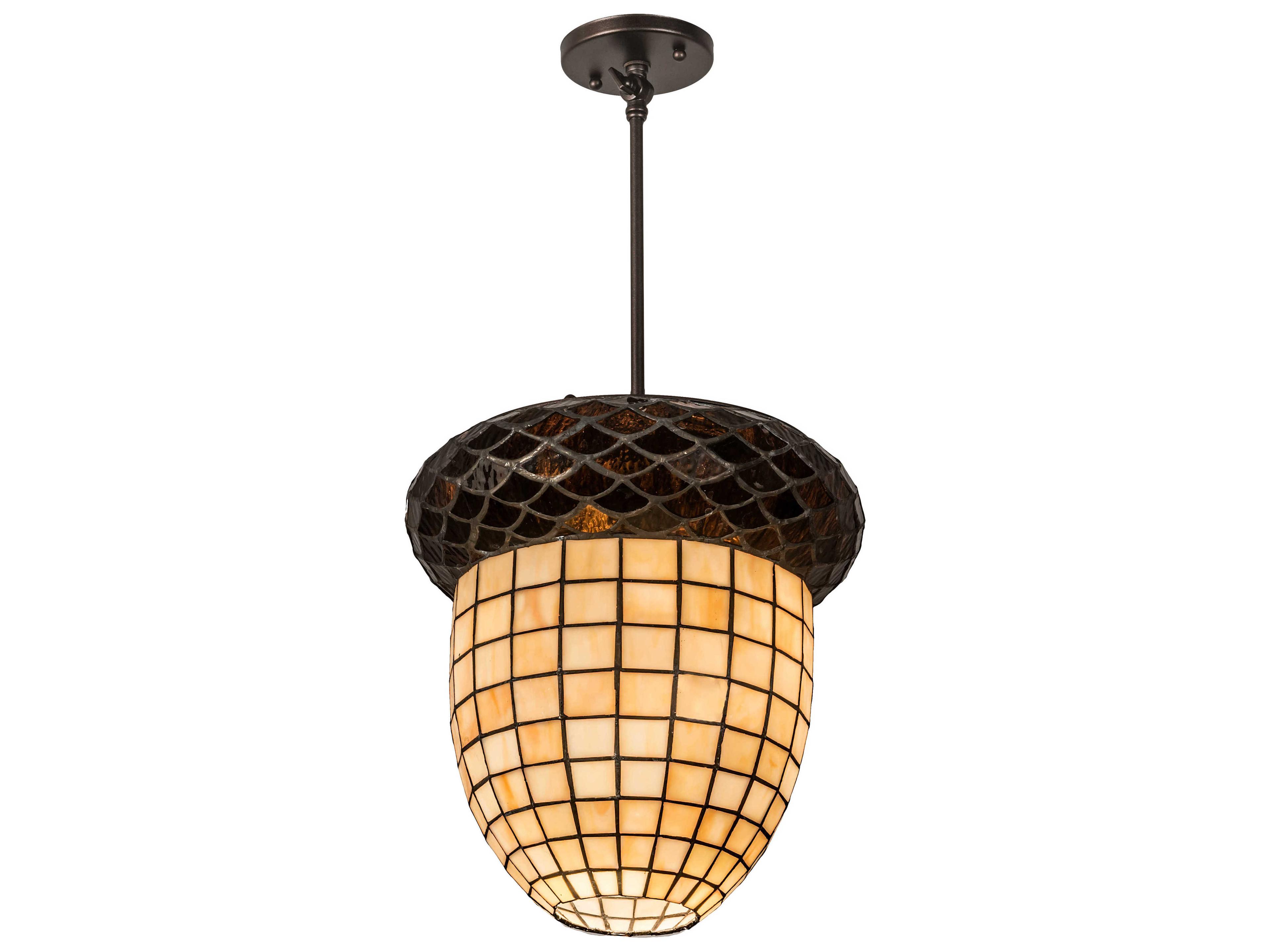Acorn 2 1 Bronze Glass Tiffany Bell Pendant