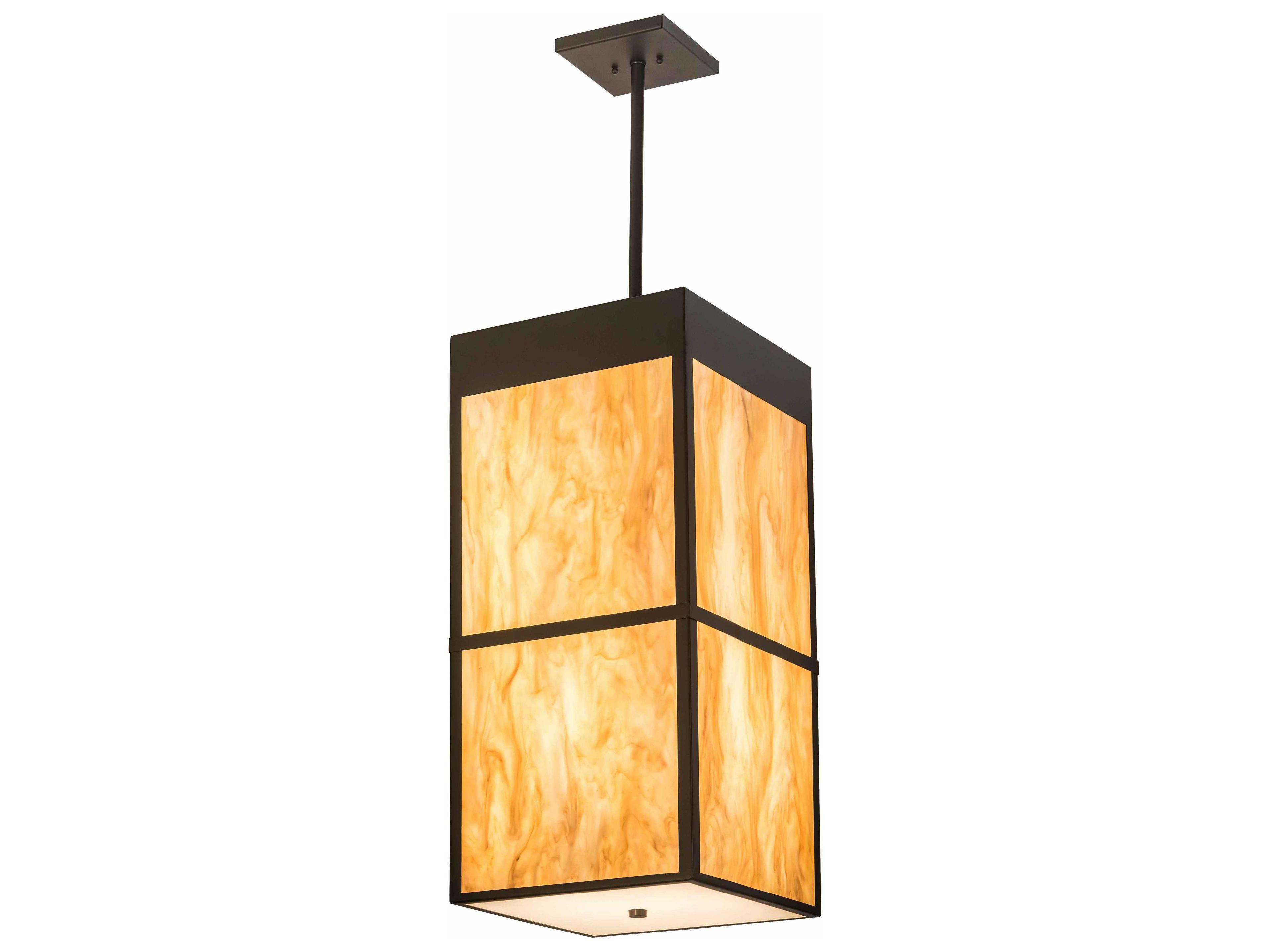 4-Light Bronze Glass Pendant