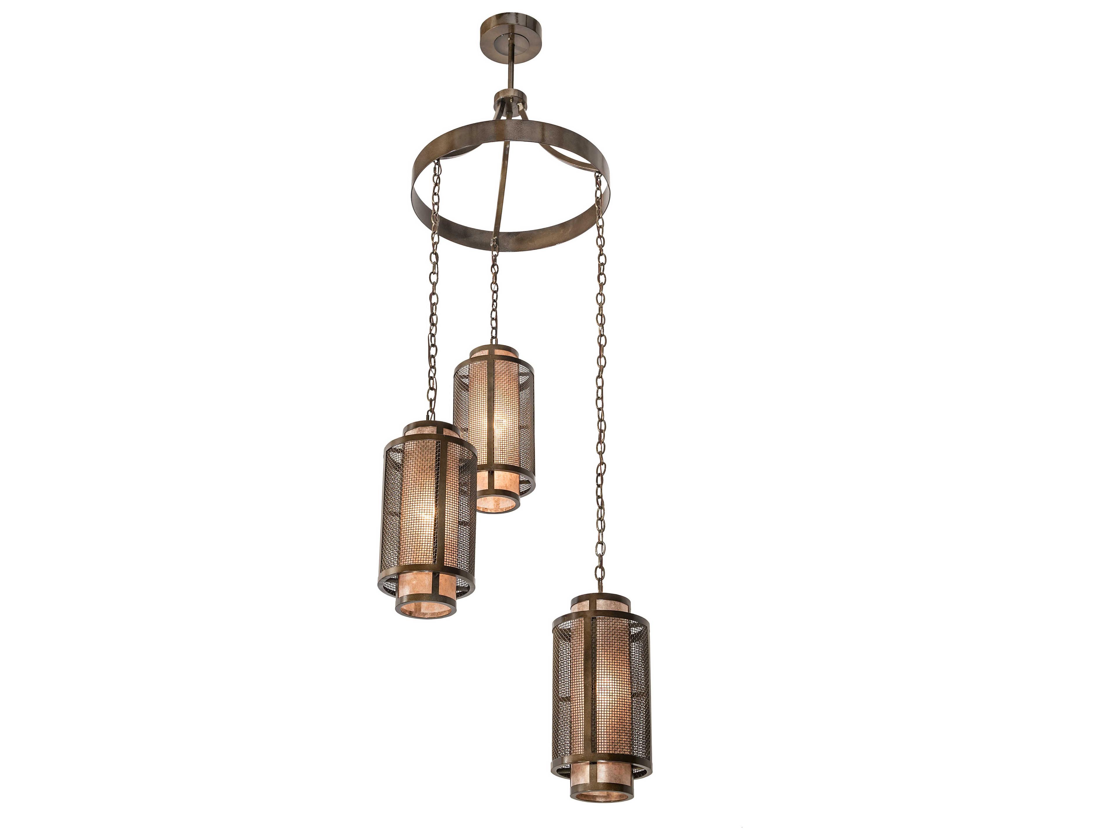 Meyda 3-Light Gold Cylinder Pendant