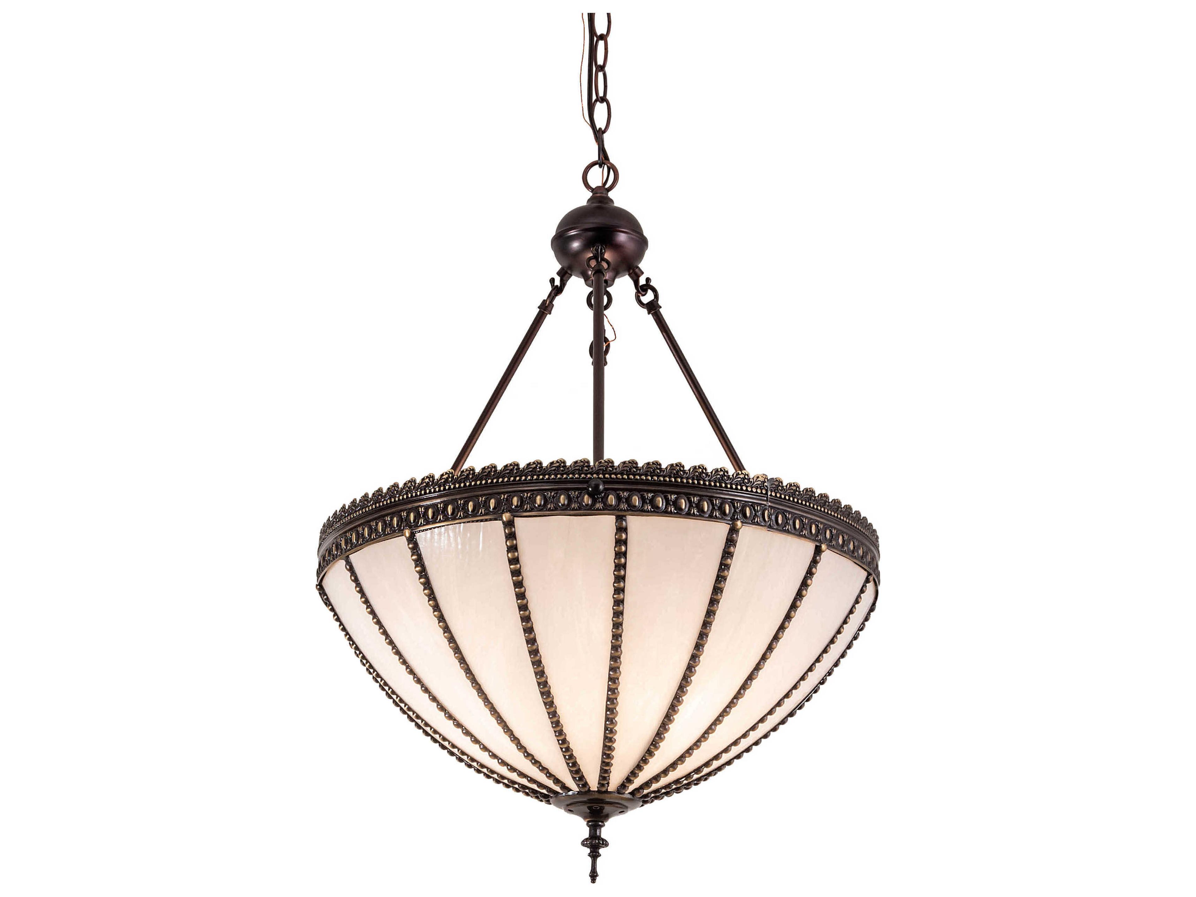 3-Light Brown Glass Dome Pendant