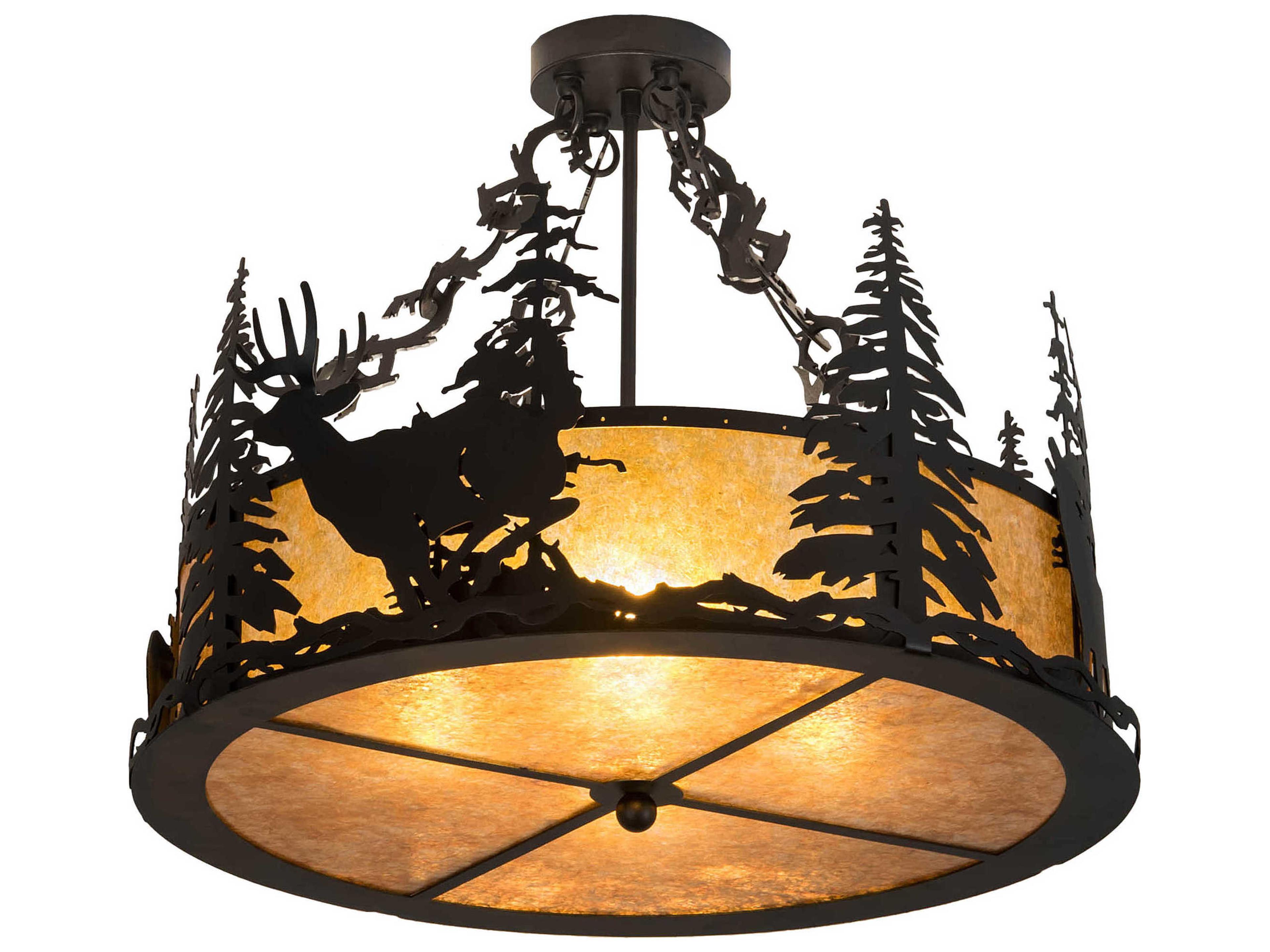 4-Light Black Drum Pendant