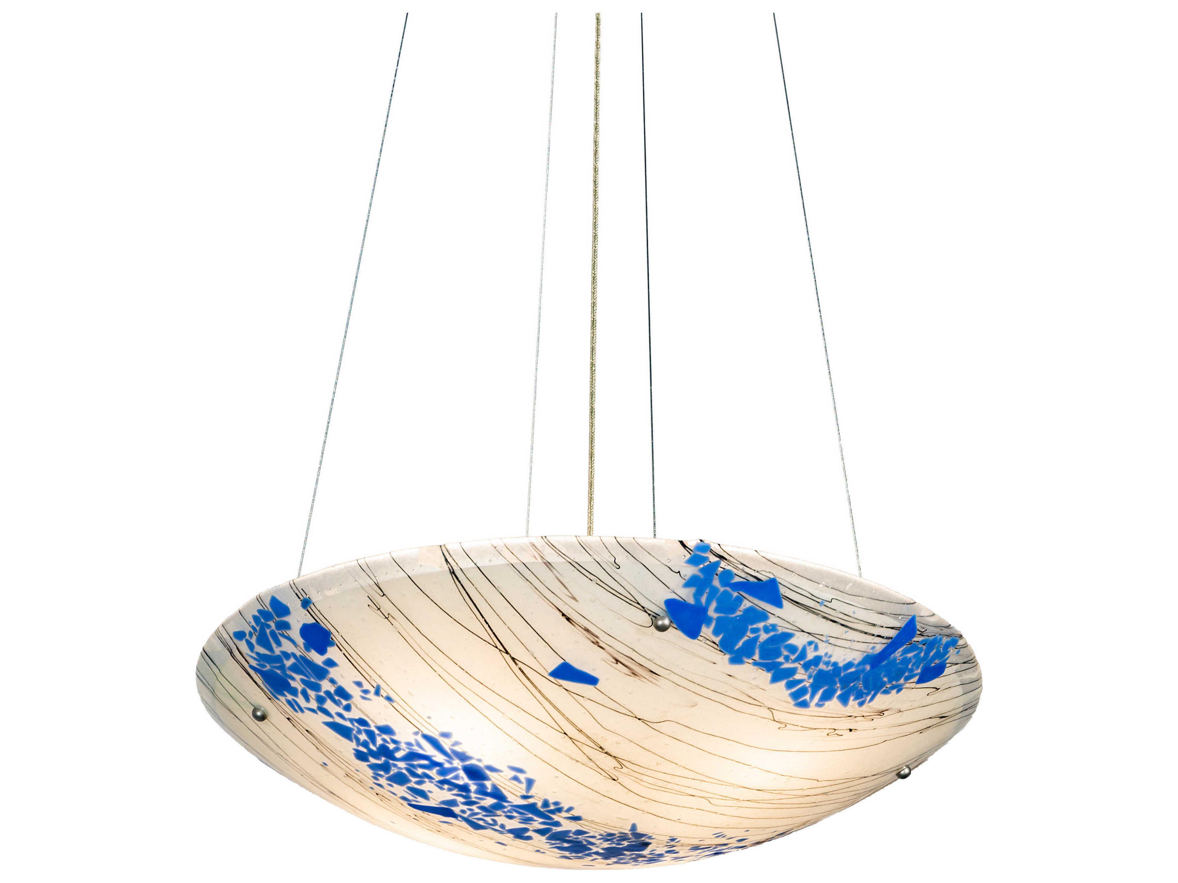 4-Light Blue Glass Bowl Pendant