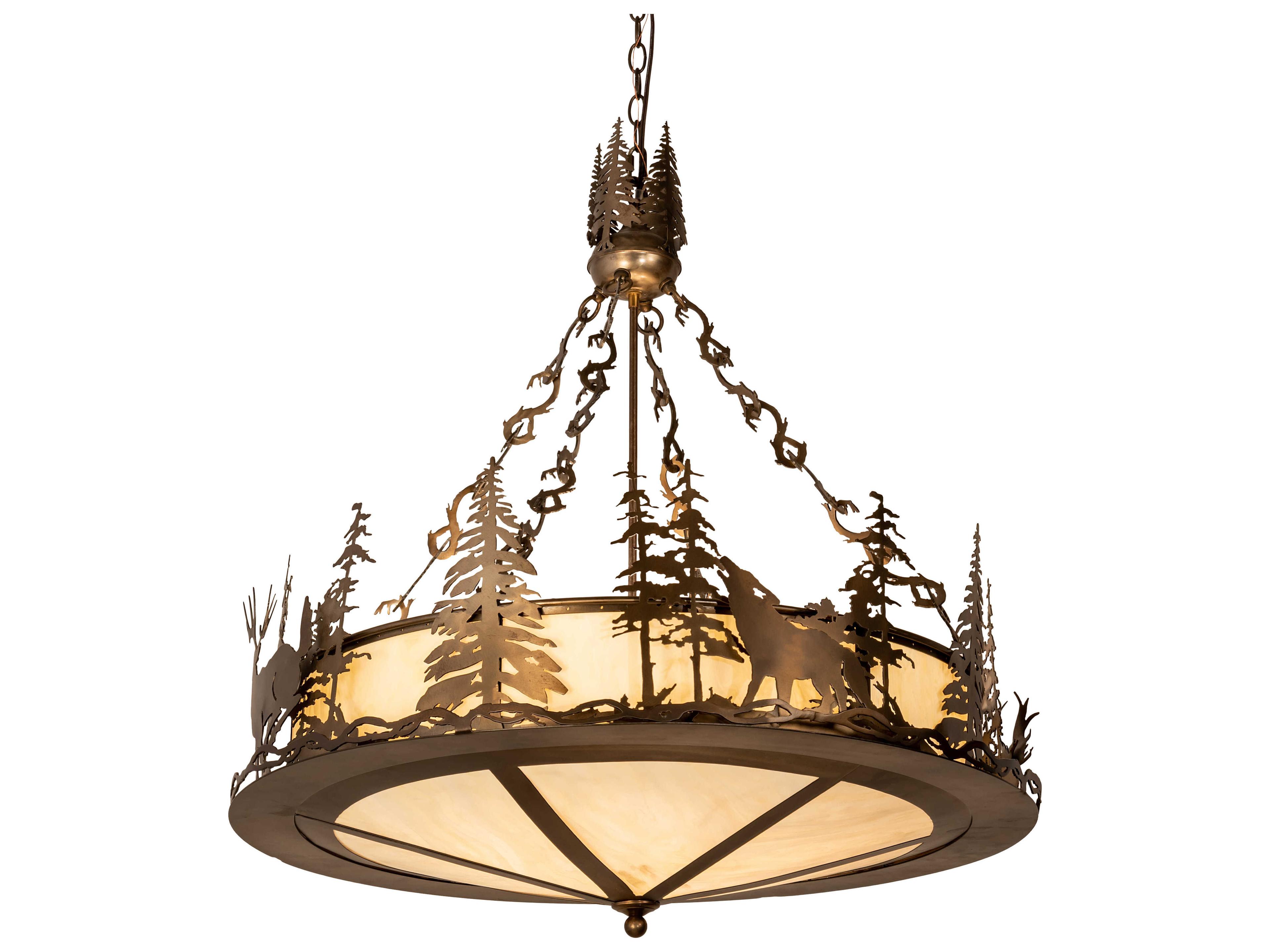 4-Light Copper Drum Pendant