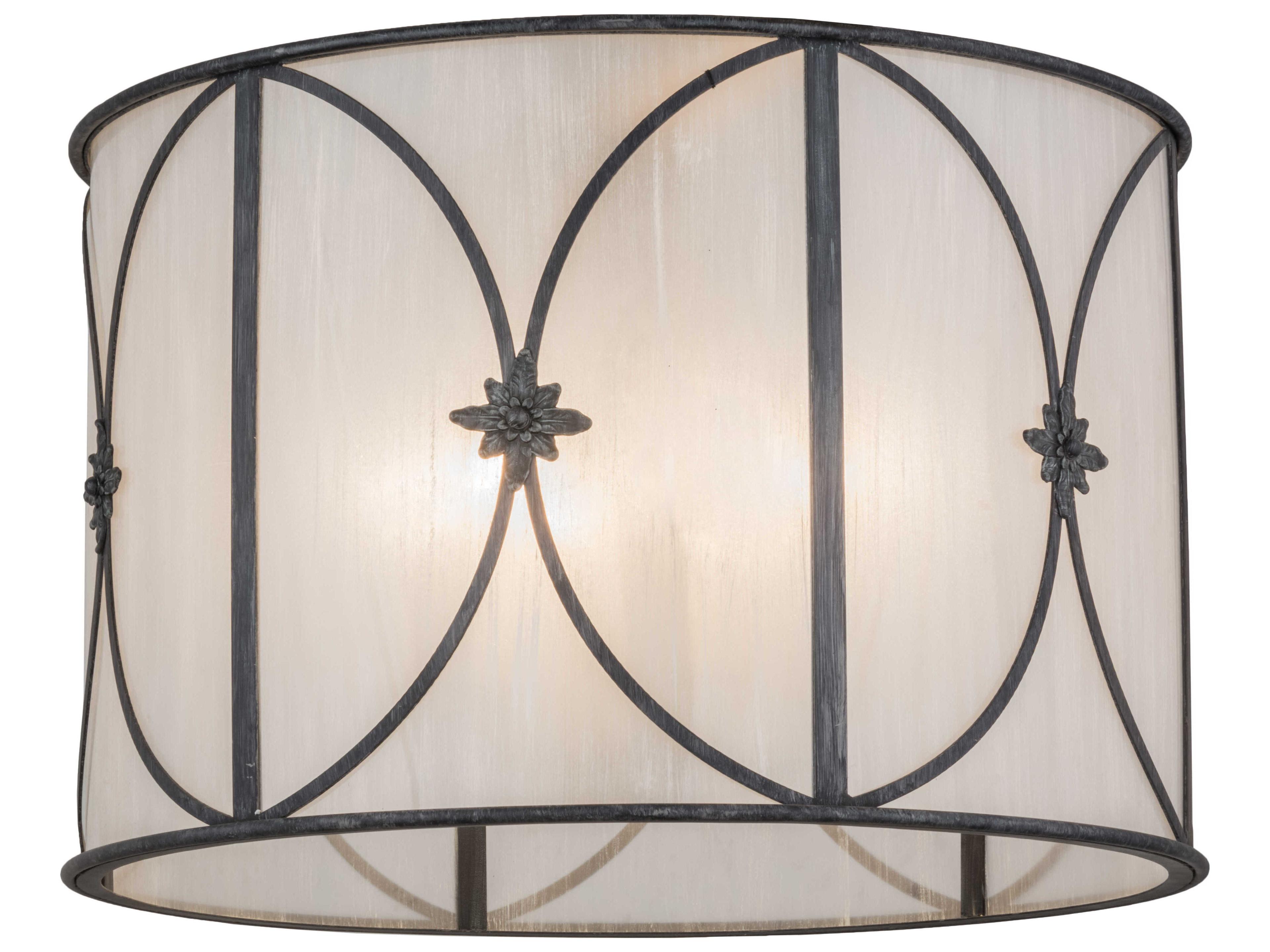 Penelope Antique Iron Gate Black Drum Pendant