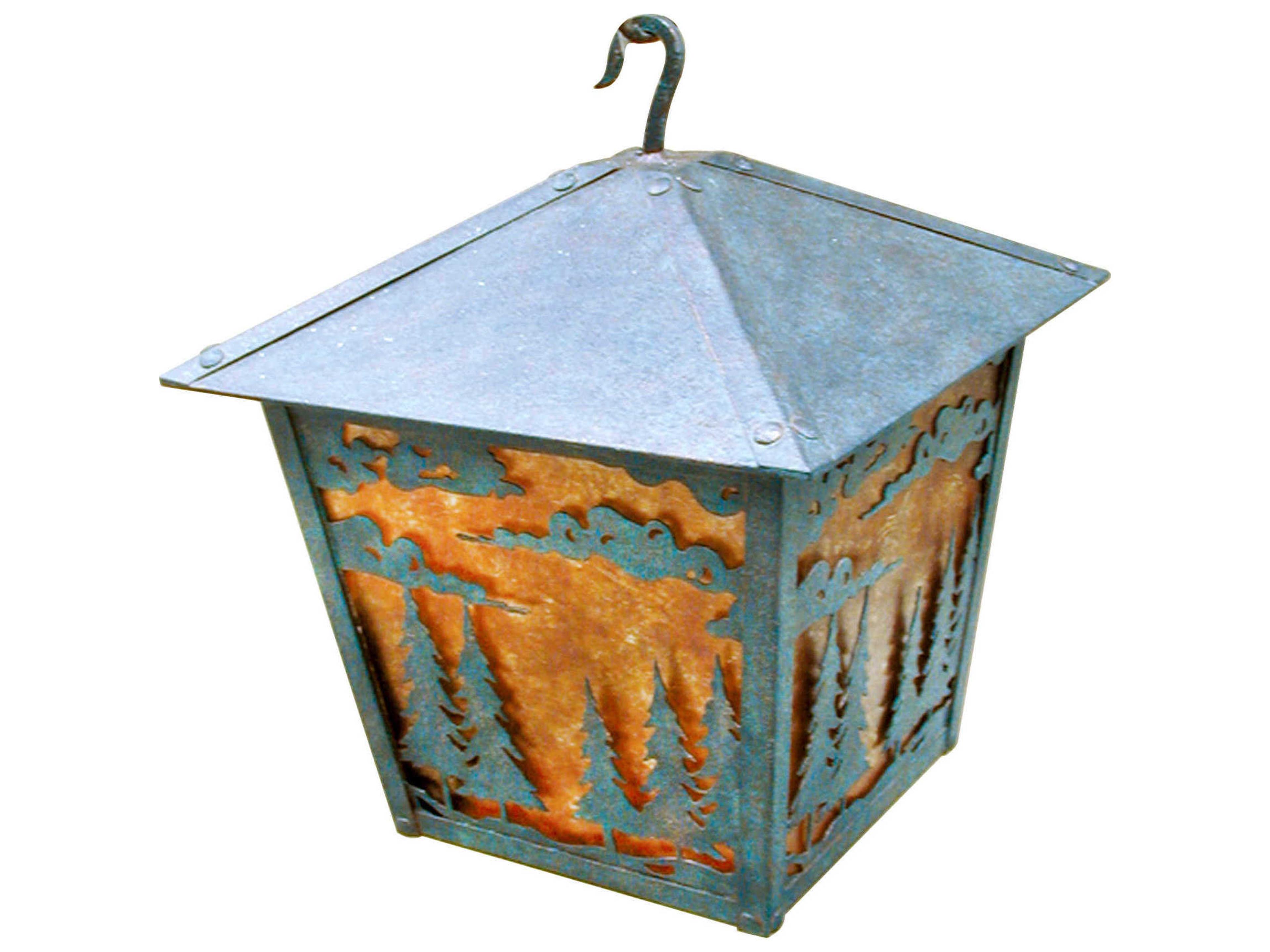 Pine Meadow 1-Light Amber Mica Brown Lantern Pendant