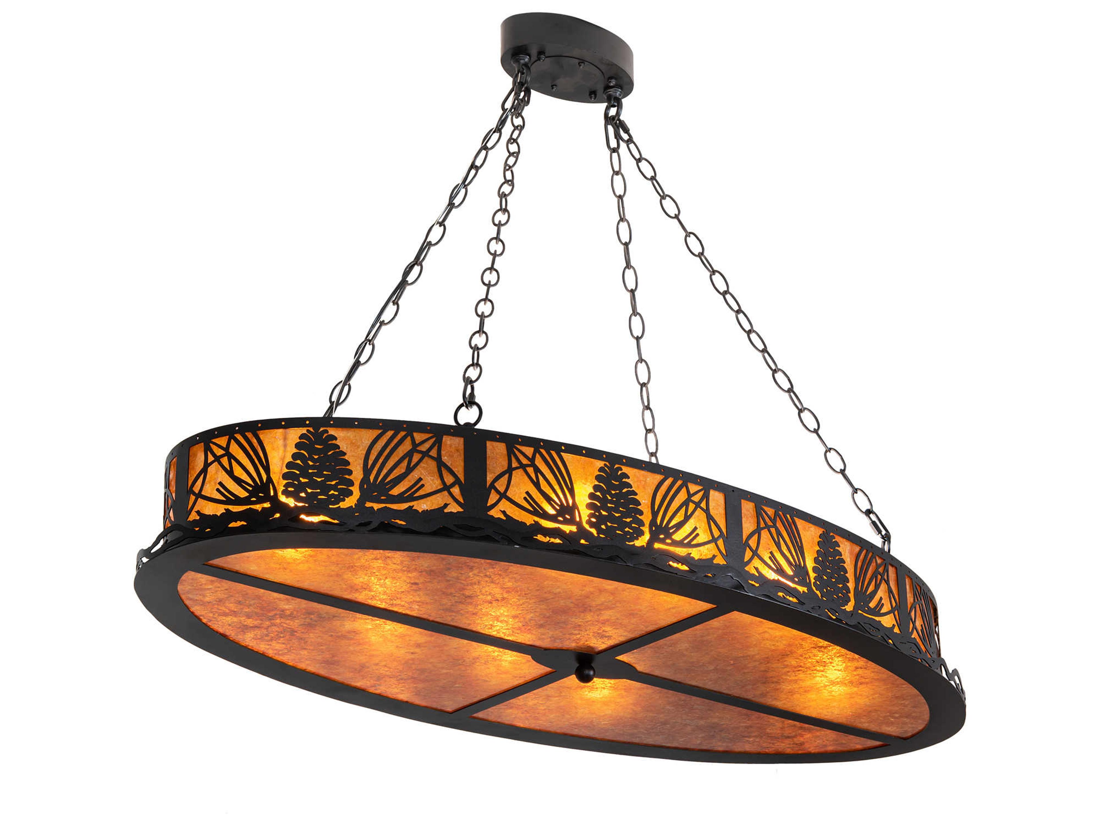 Pinecone 8-Light Black Drum Island Pendant