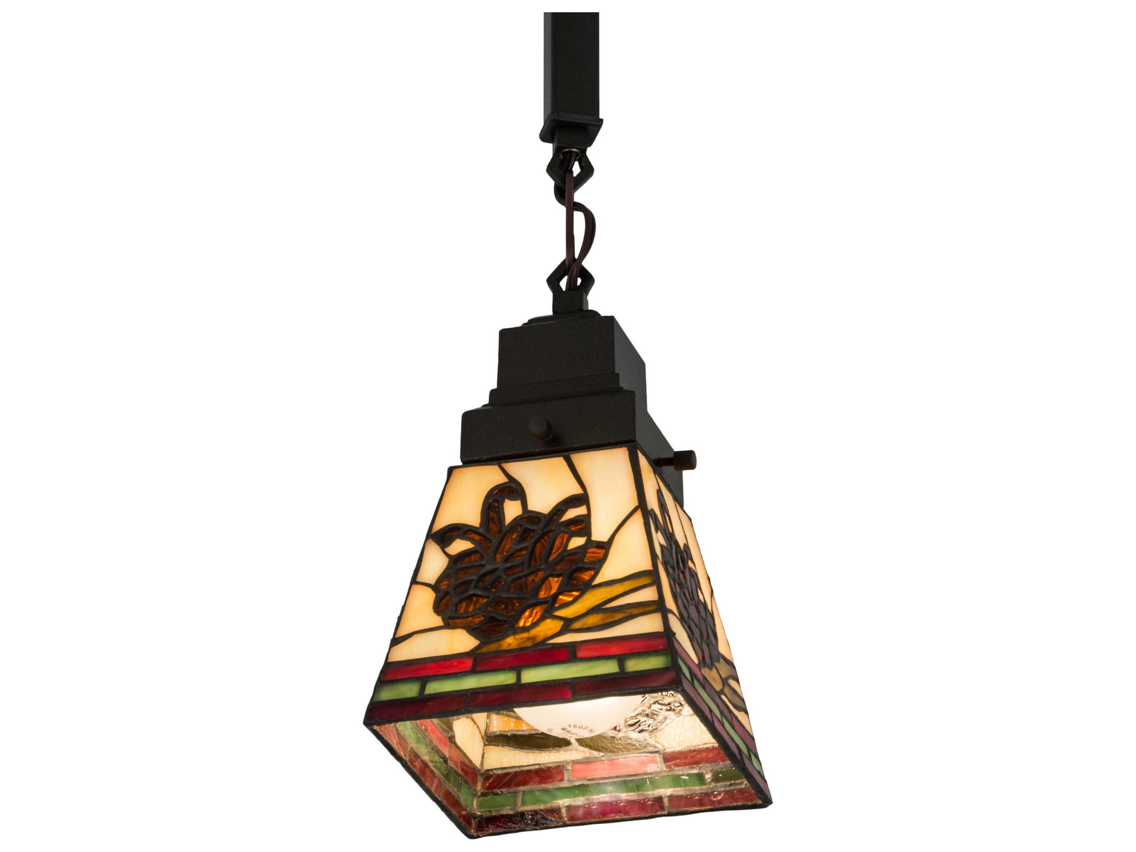Pinecone 1-Light Black Glass Tiffany Mini Pendant