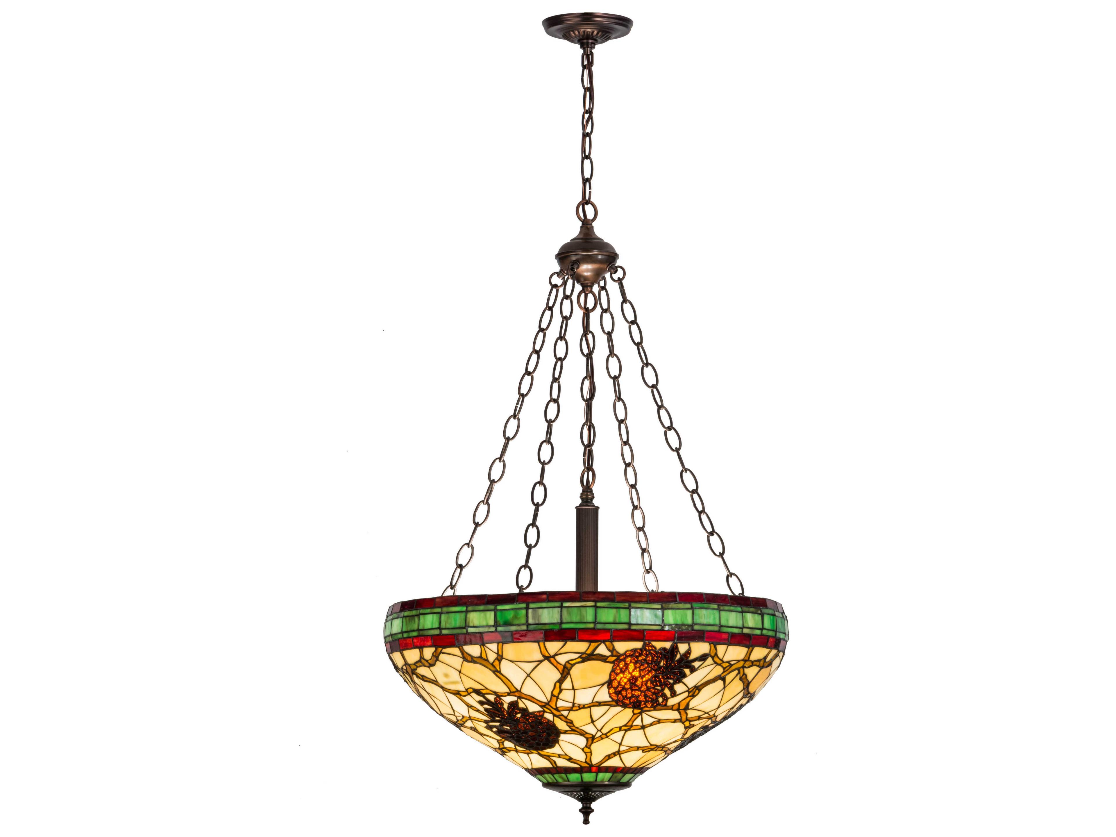 Pinecone Beige Burgundy Orange Bowl Pendant