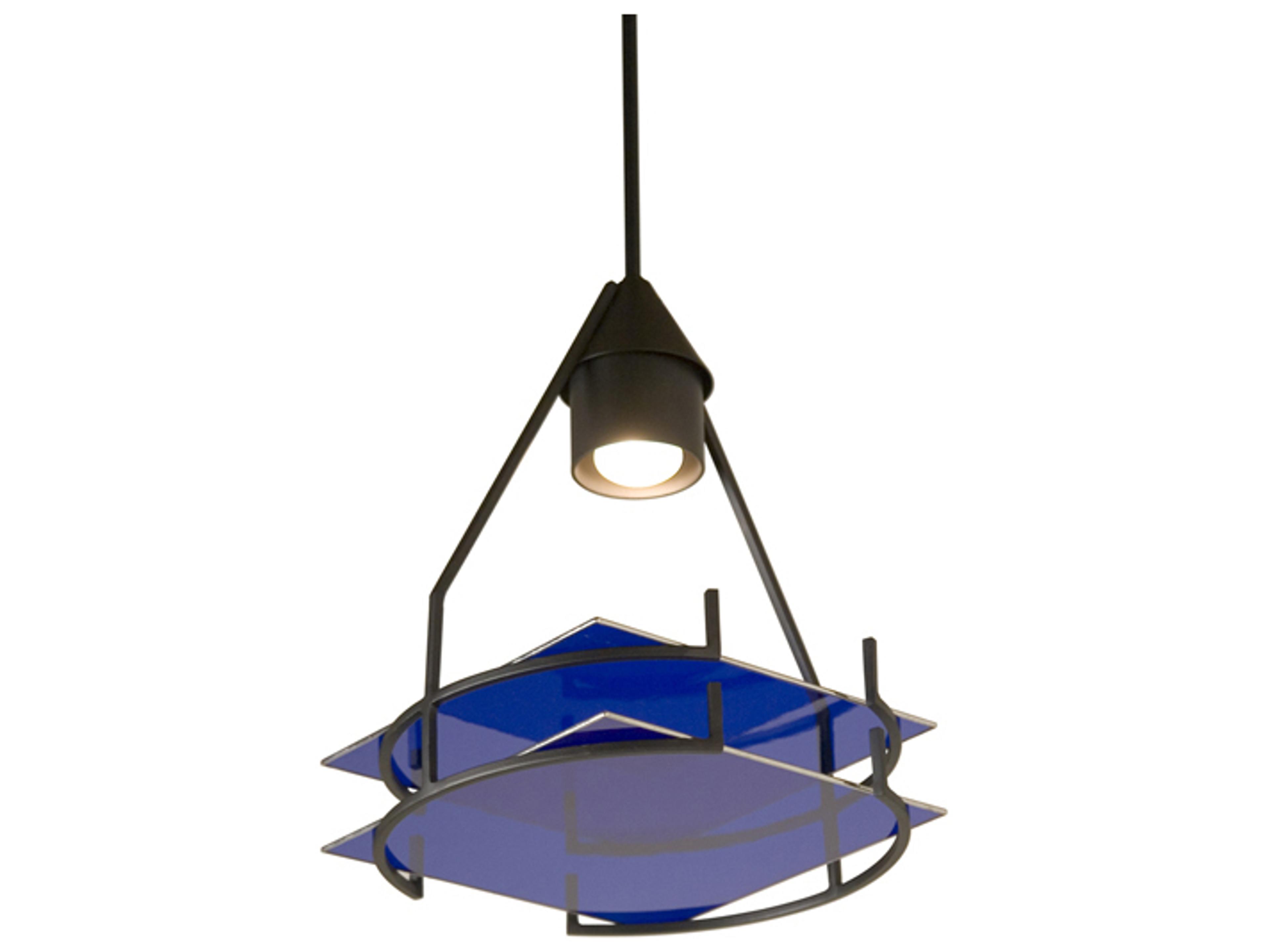 Polaris 1-Light Oil Rubbed Bronze Blue Mini Pendant