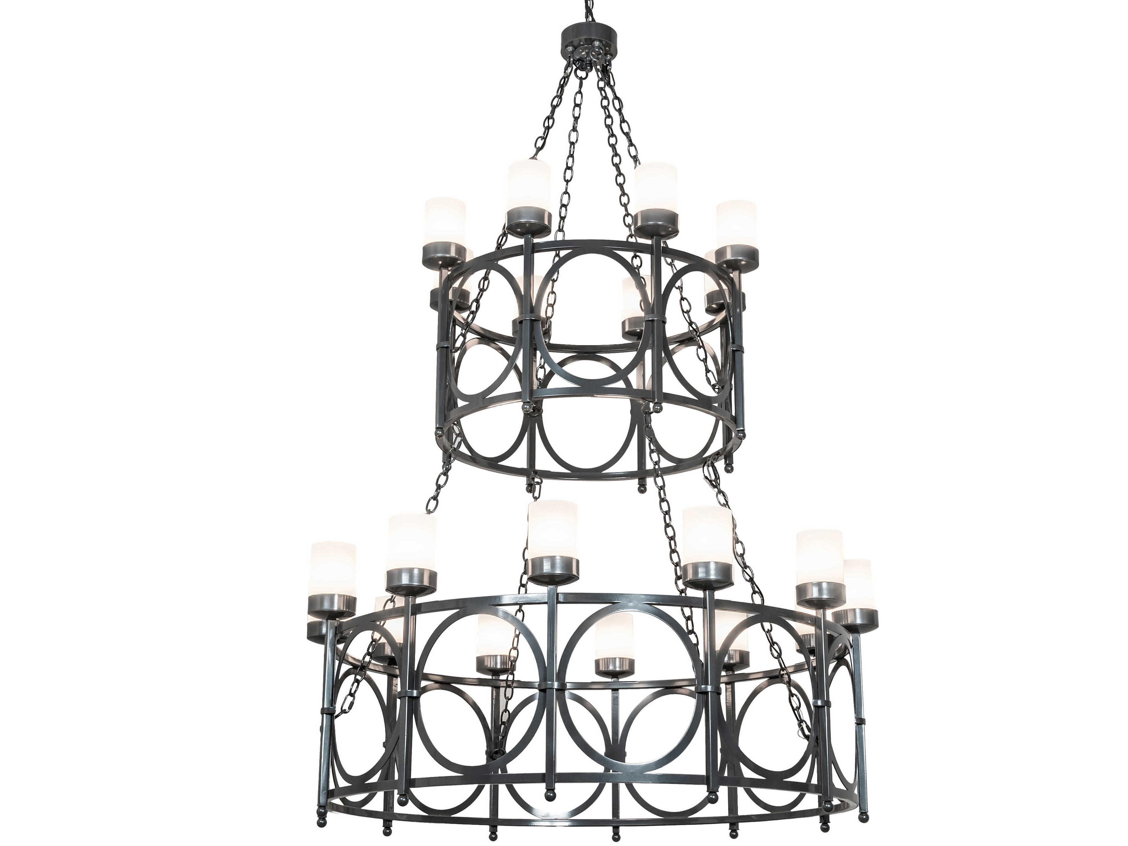 Porta 20-Light White Grey Cylinder Tiered Chandelier