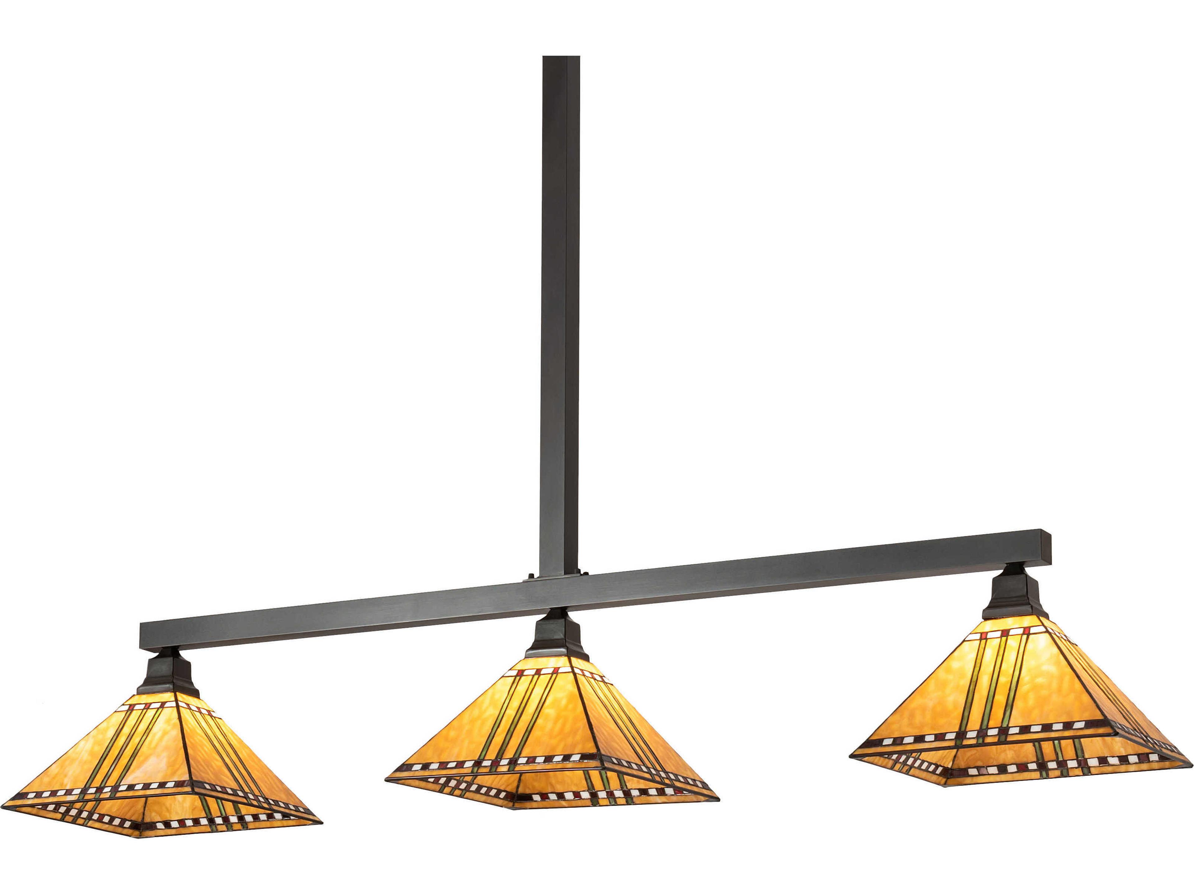 Prairie Corn 3-Light Craftsman Brown Off White Glass Island Pendant