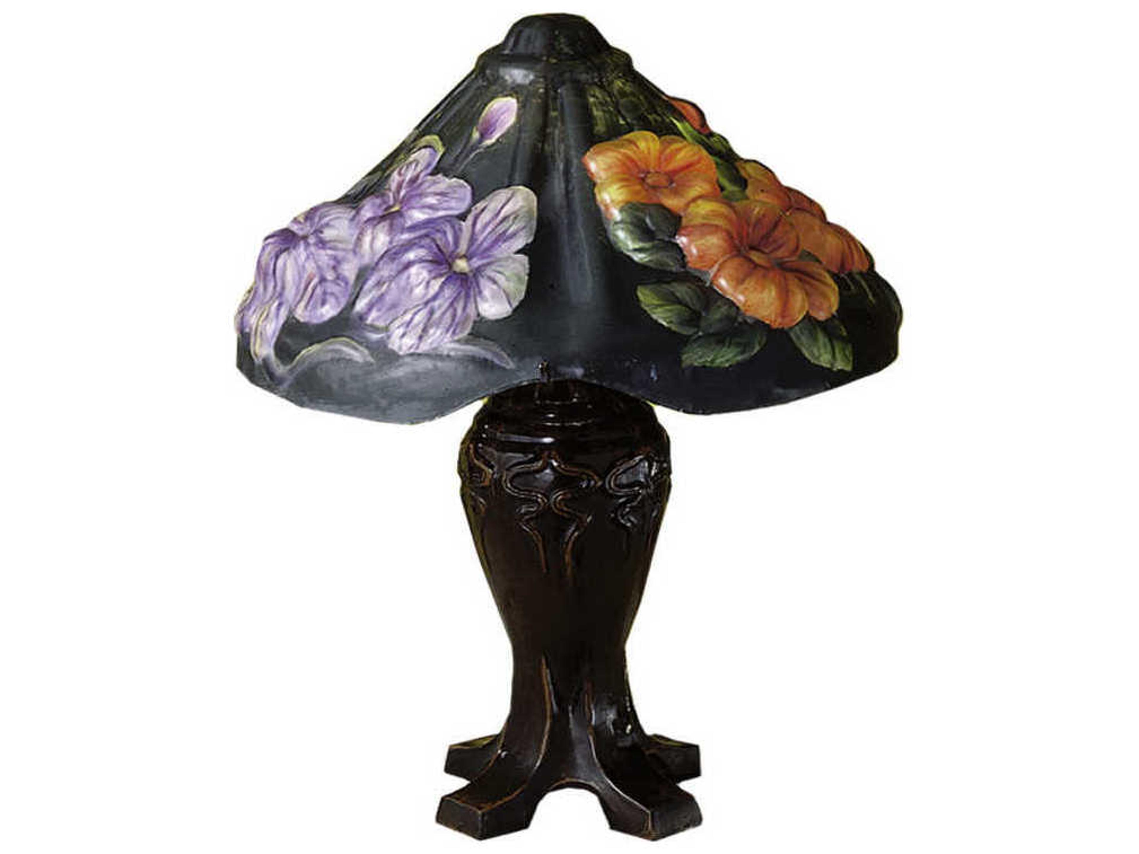 Lighting Puffy Iris Blossom Black Table Lamp