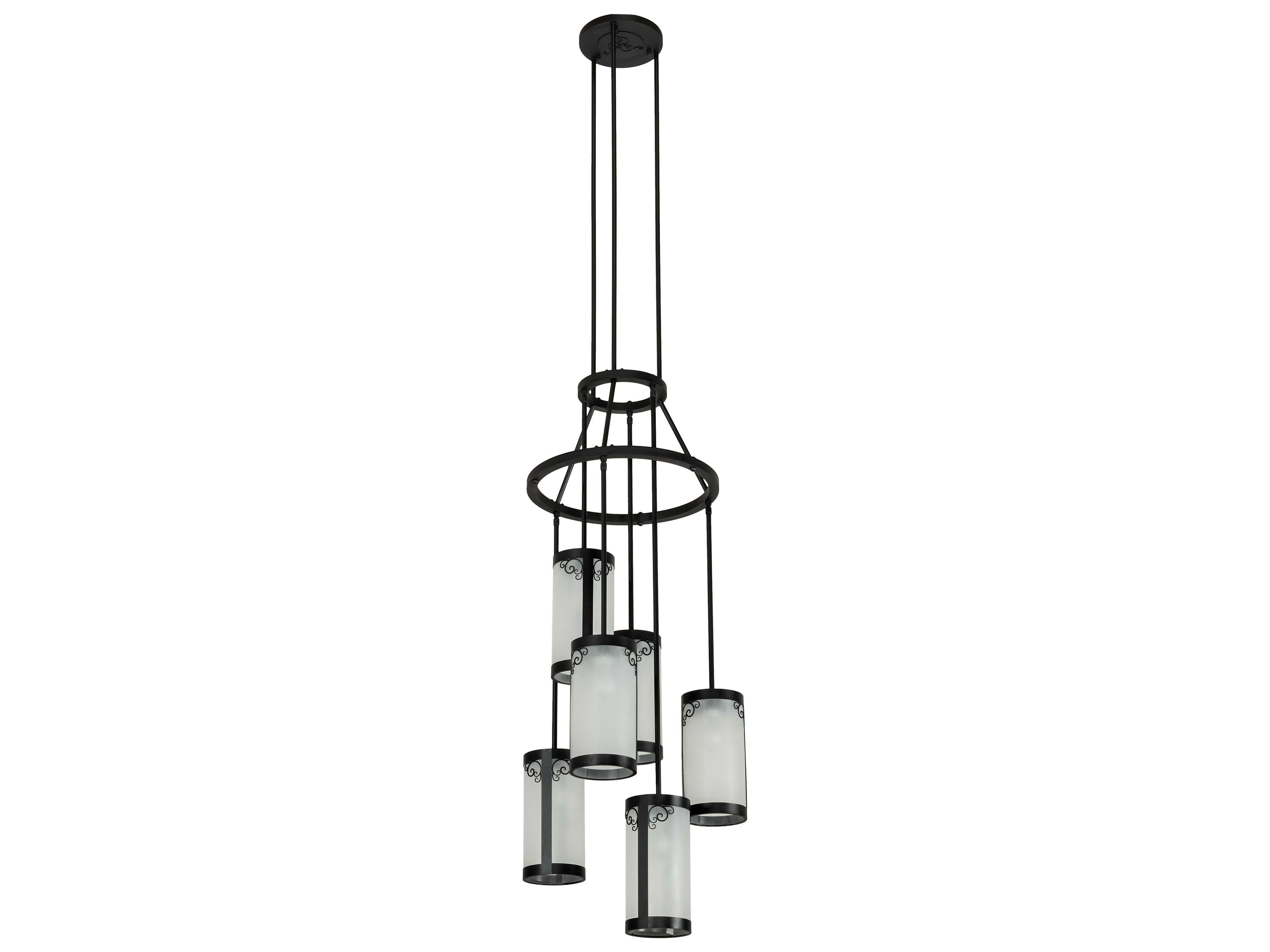 Putrelo 6-Light Wrought Iron Black Cylinder Chandelier