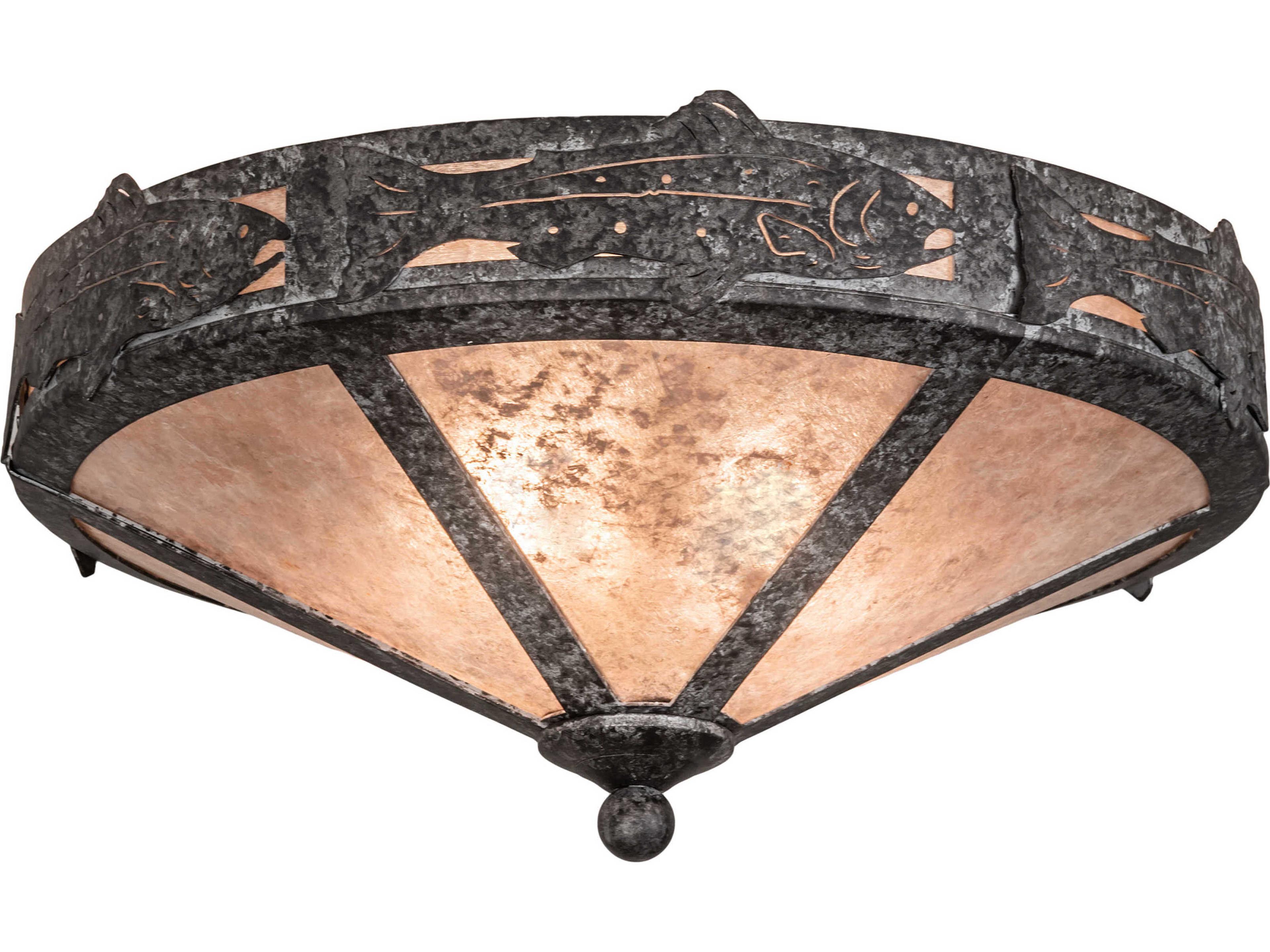 Rainbow Trout 2-Light Pewter Silver Flush Mount