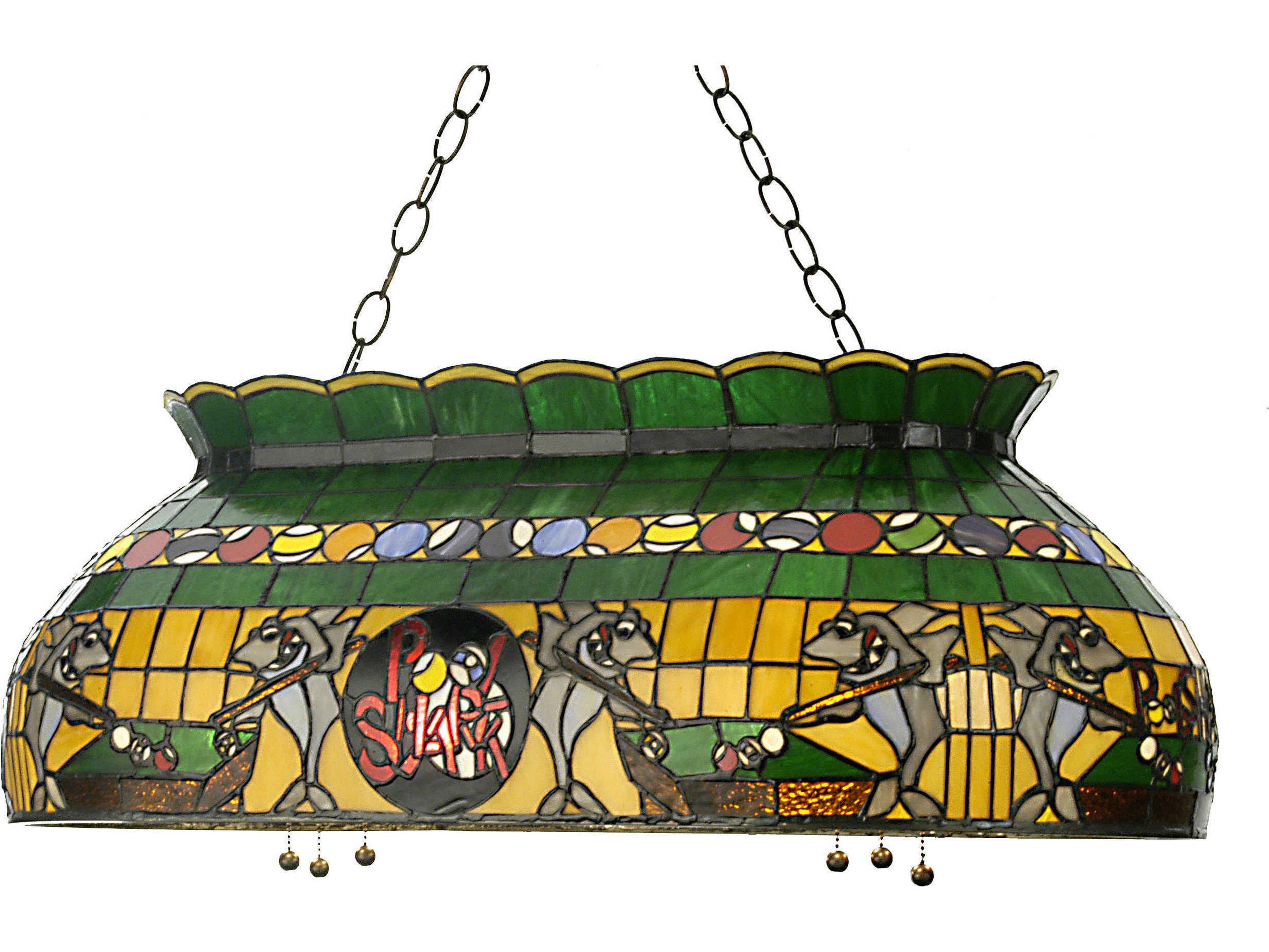 Recreation 6-Light Brass Tiffany Geometric Pendant