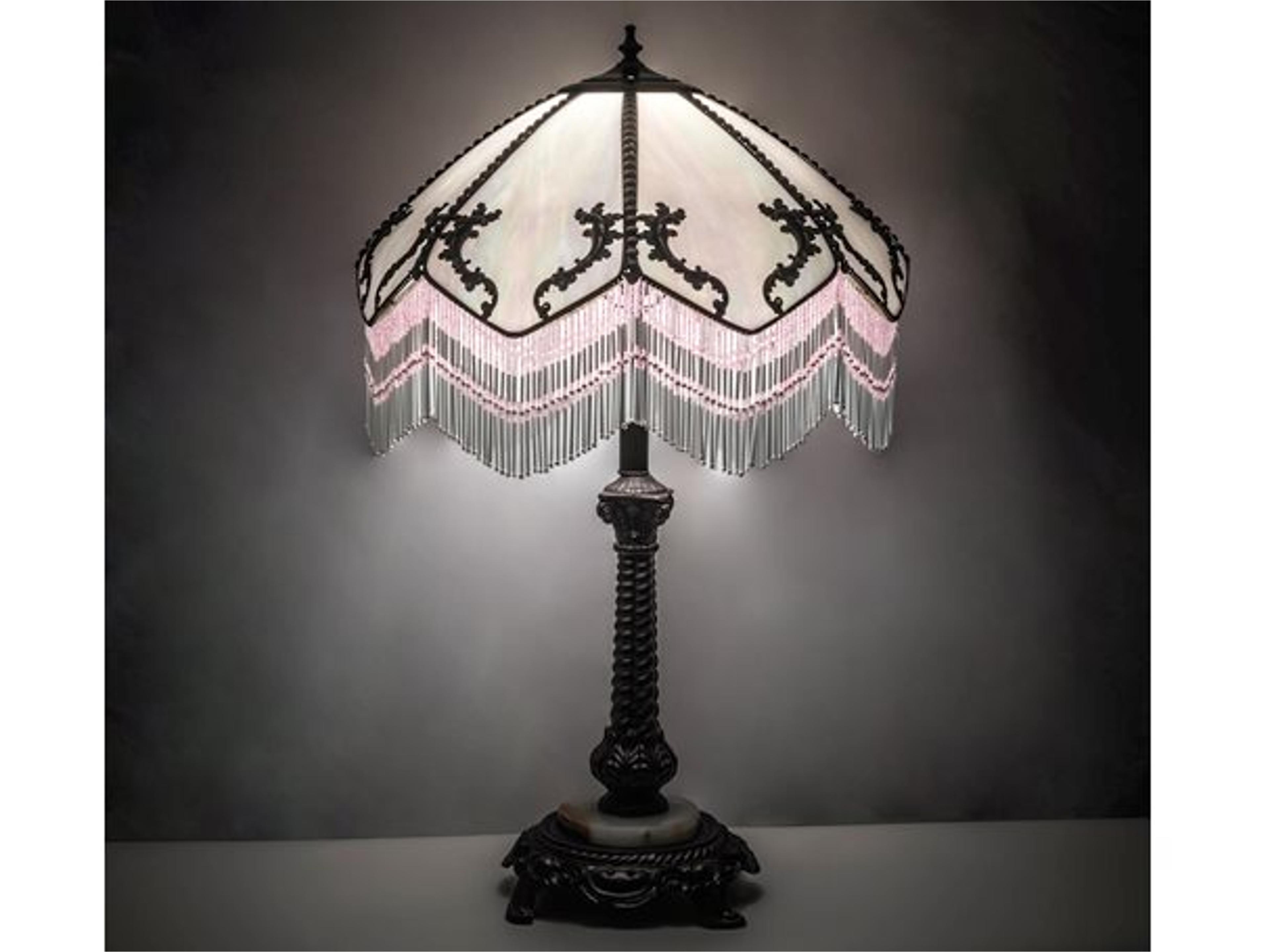 Regina Pink Table Lamp with Fringe Shade