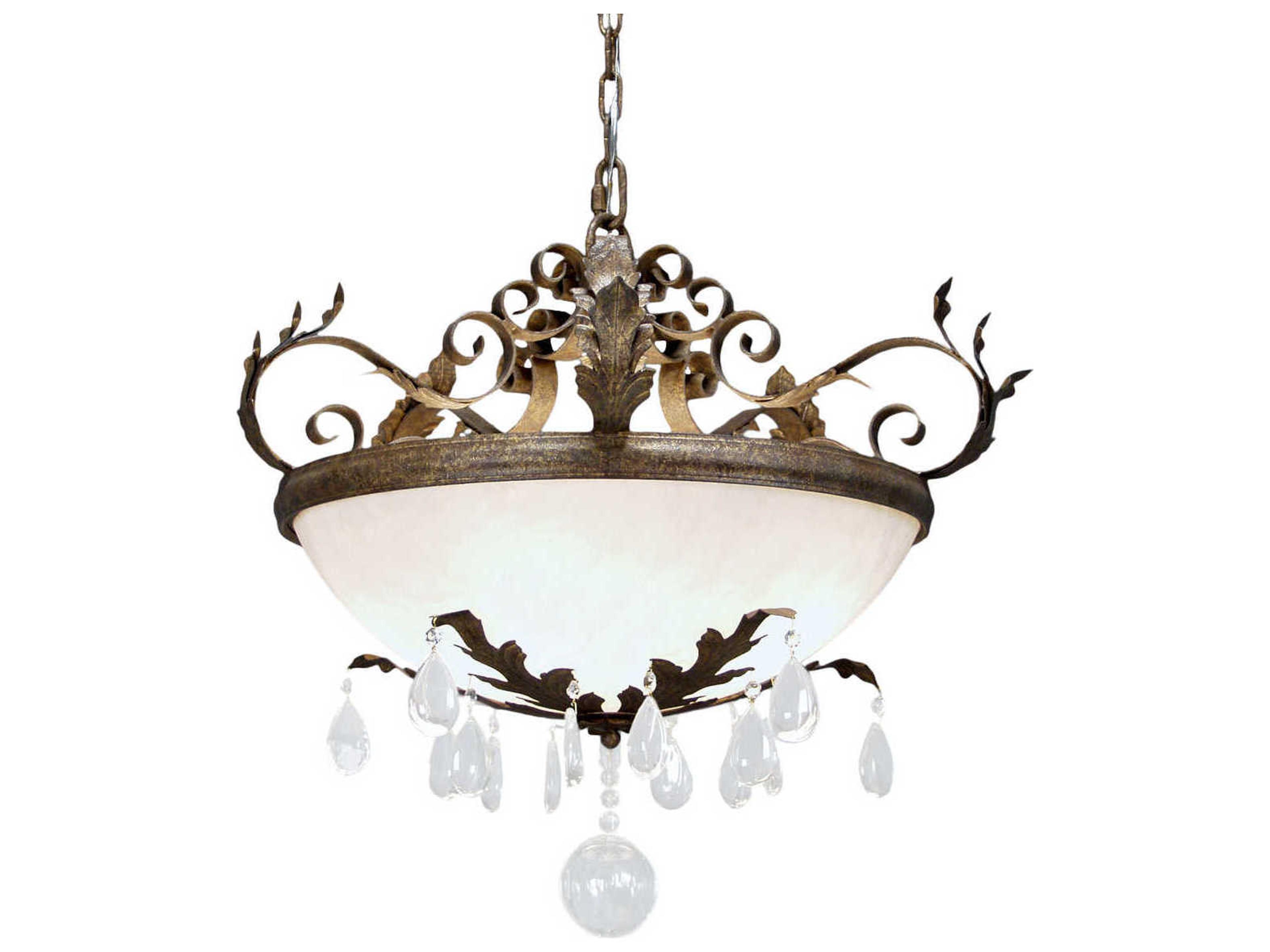 Renaissance 5-Light Pompeii Gold Crystal Bowl Pendant