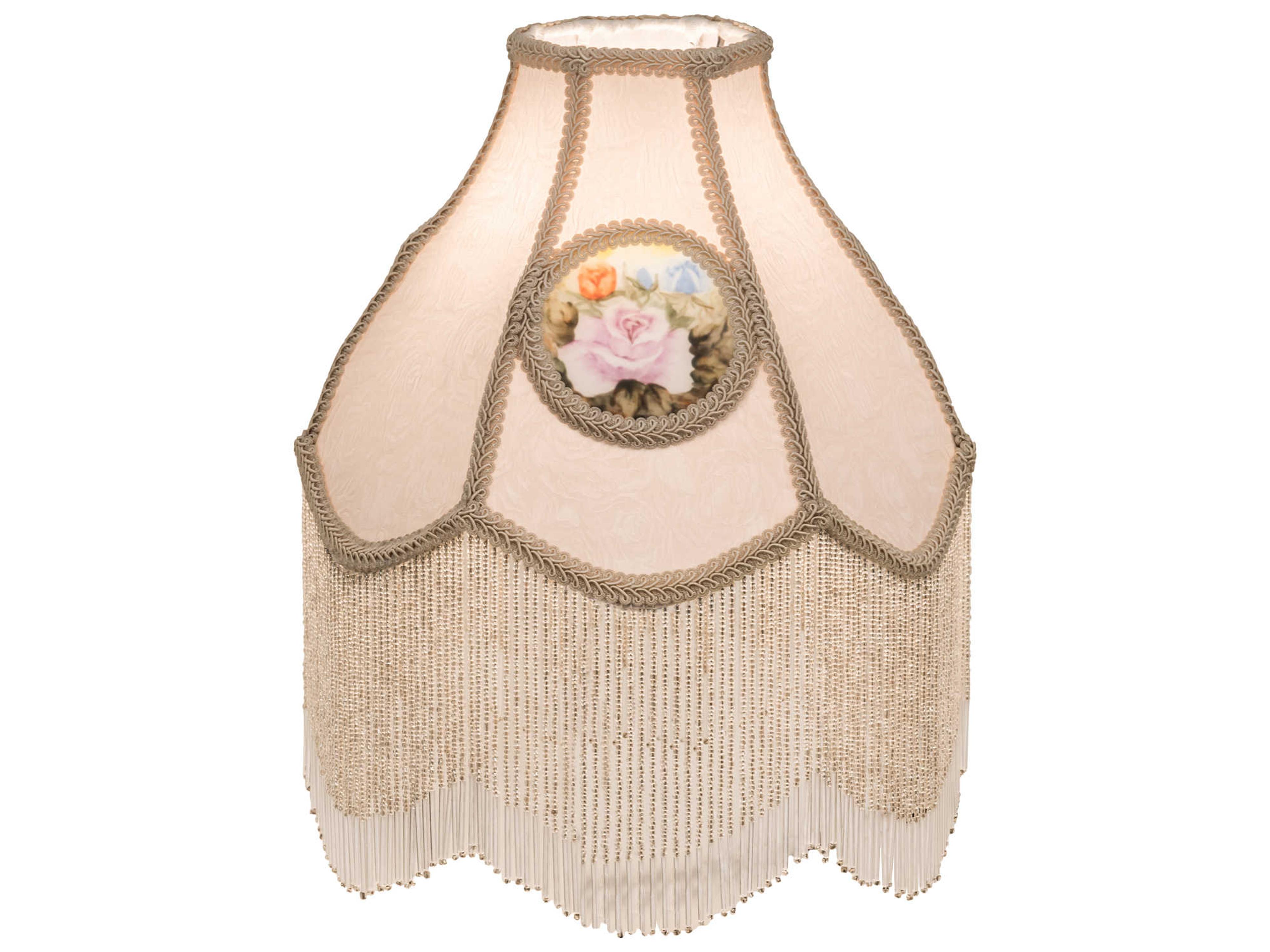 12" Ivory Reverse Painted Roses with Beads Shade