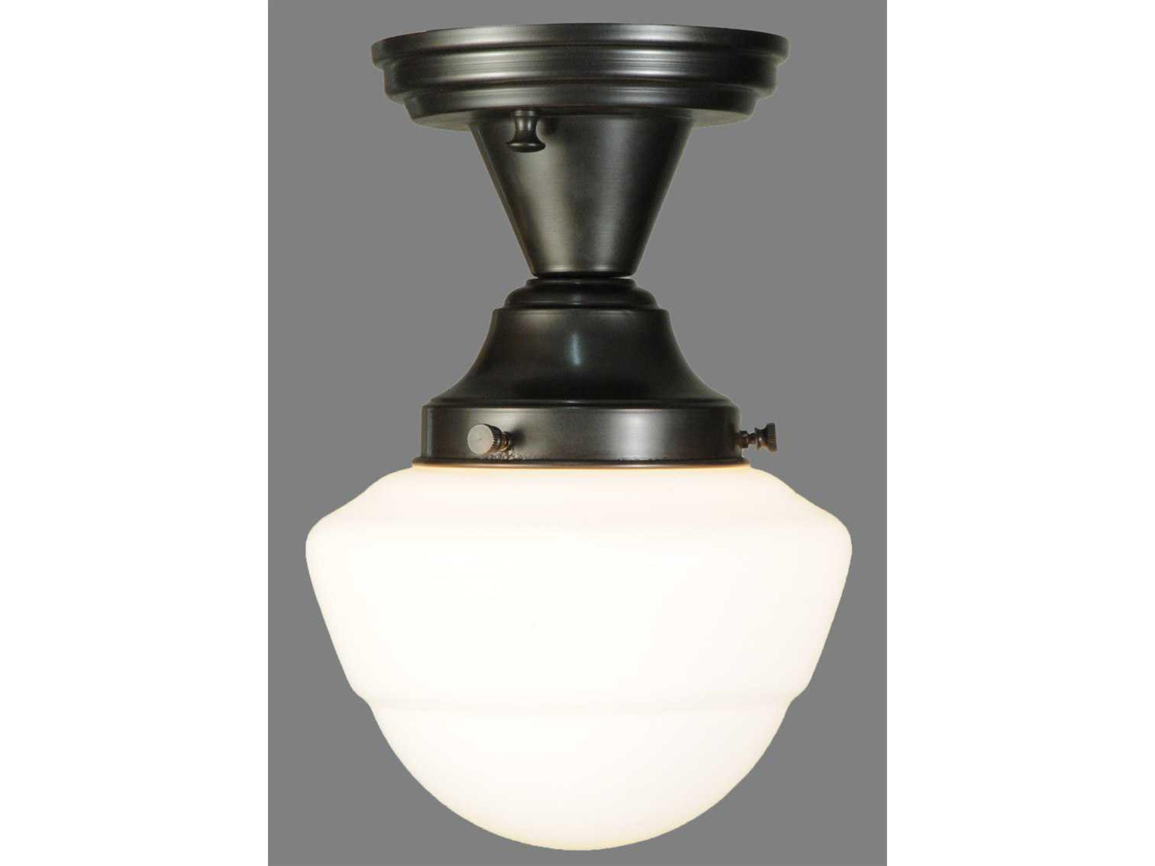 Revival Schoolhouse 1-Light Black Glass Semi Flush Mount