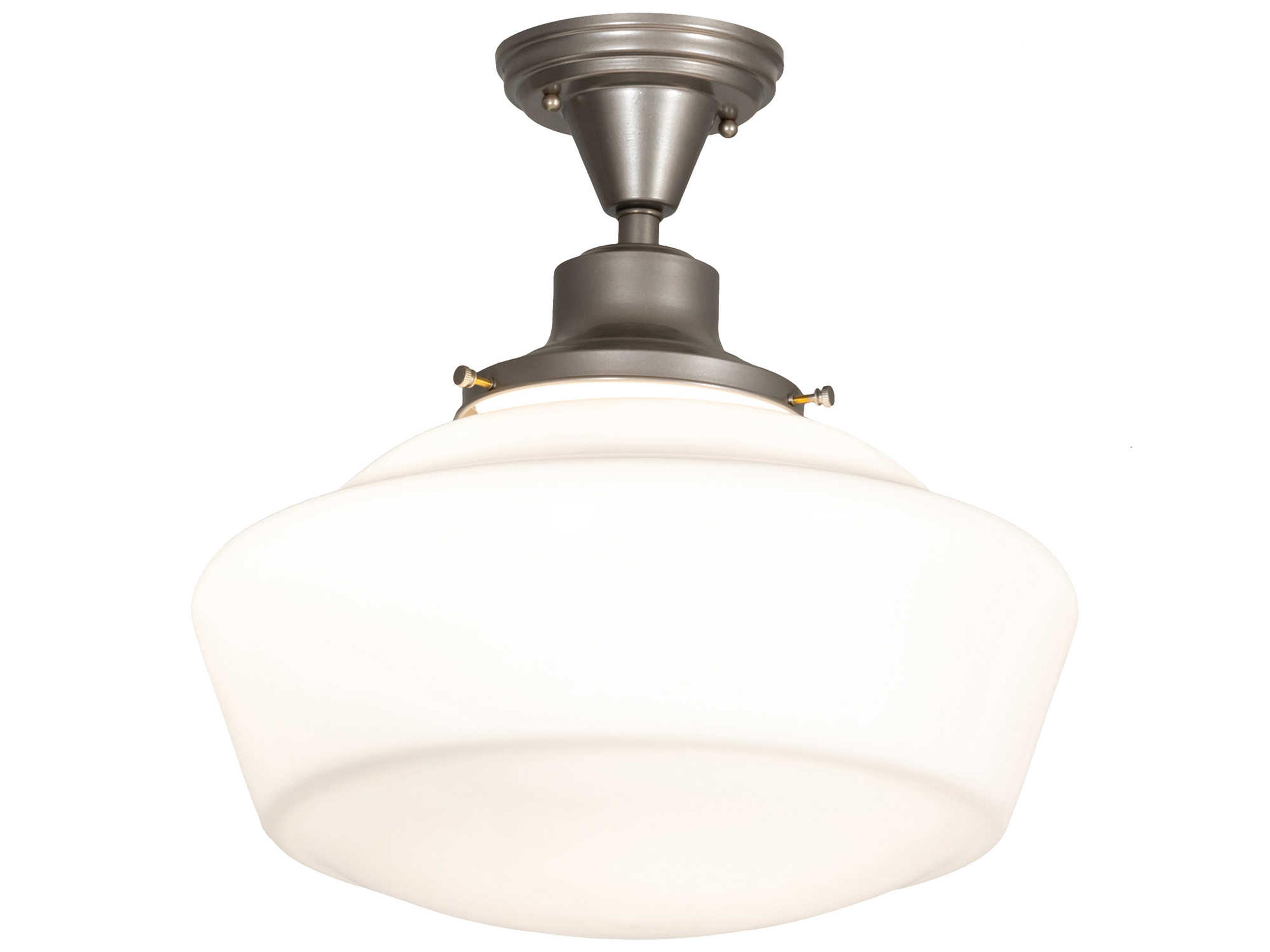 Revival Schoolhouse 1-Light Nickel Glass Semi Flush Mount
