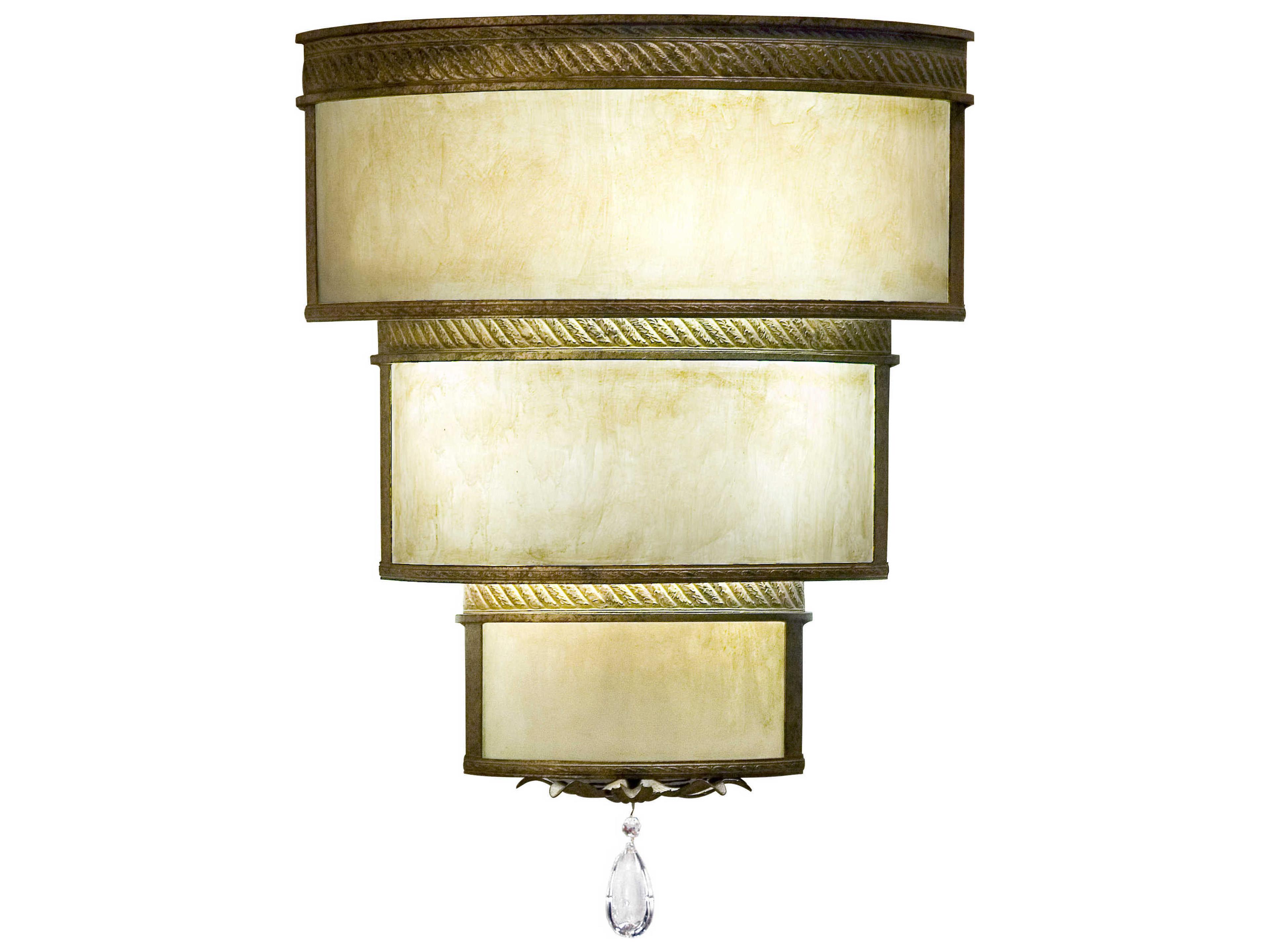 Rope Trimmed 3-Light Corinth Brown Crystal Wall Sconce