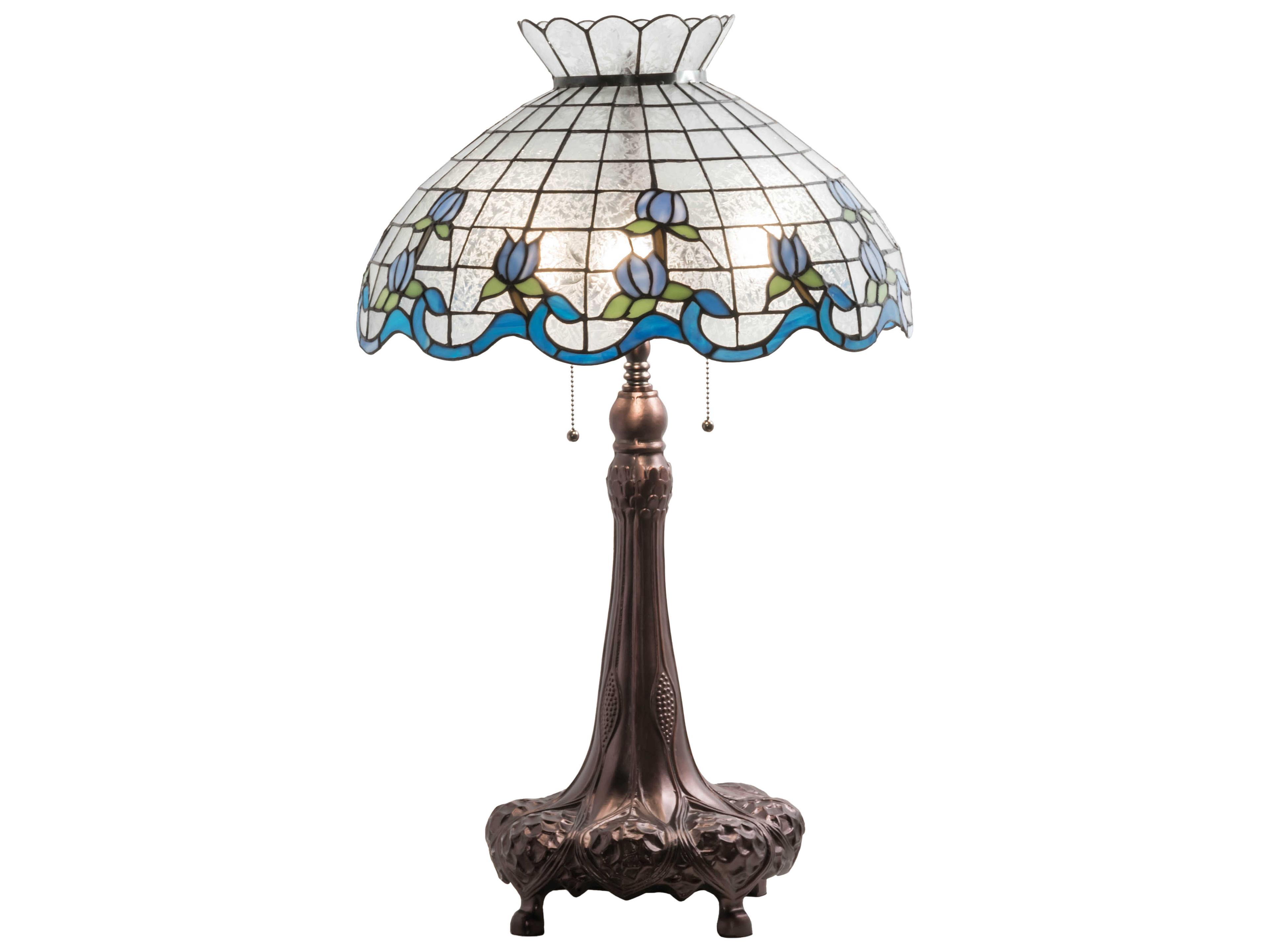 Roseborder Glass Tiffany Mahogany Bronze Buffet Lamp