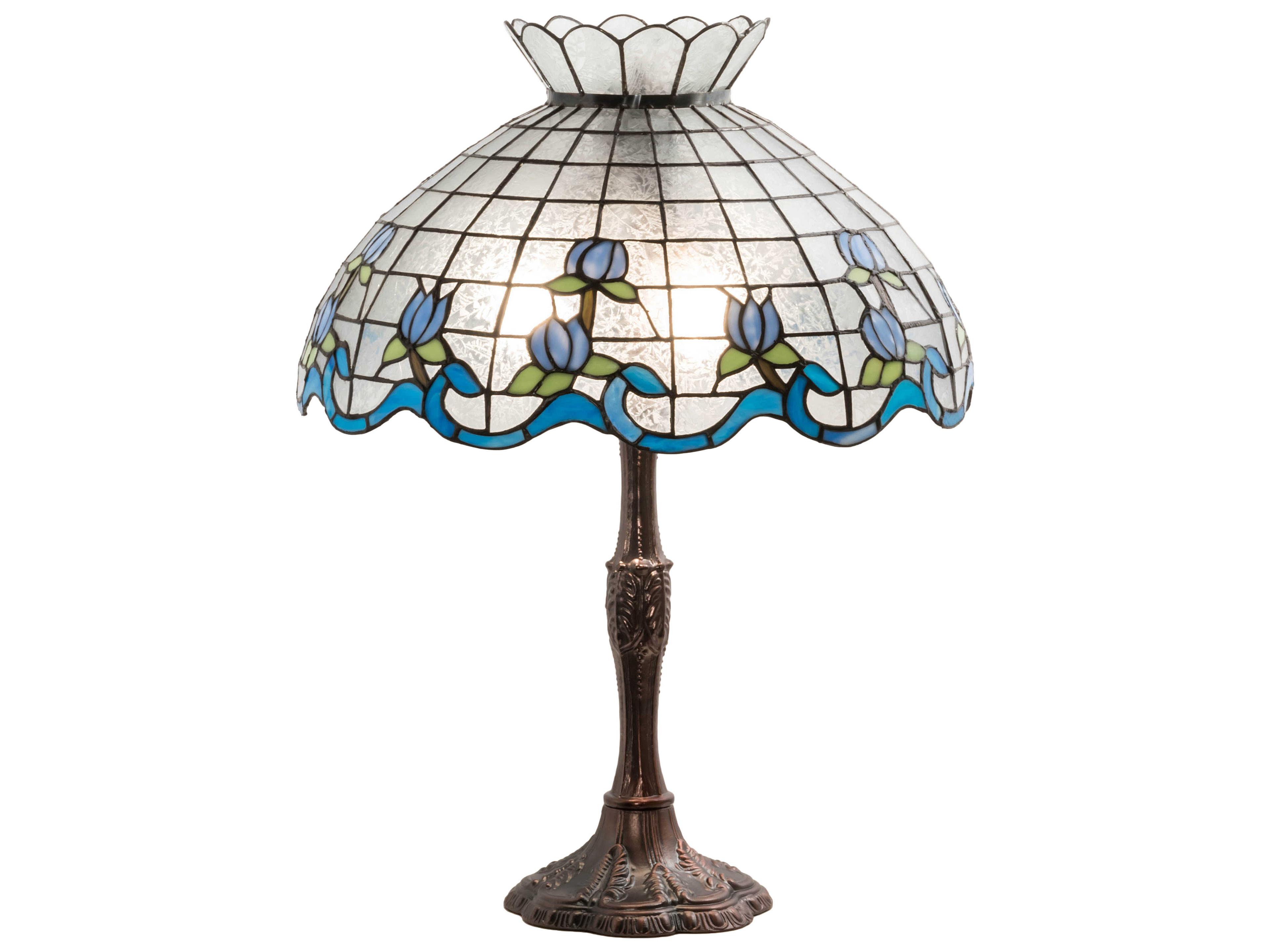 Roseborder Glass Tiffany Mahogany Bronze Buffet Lamp